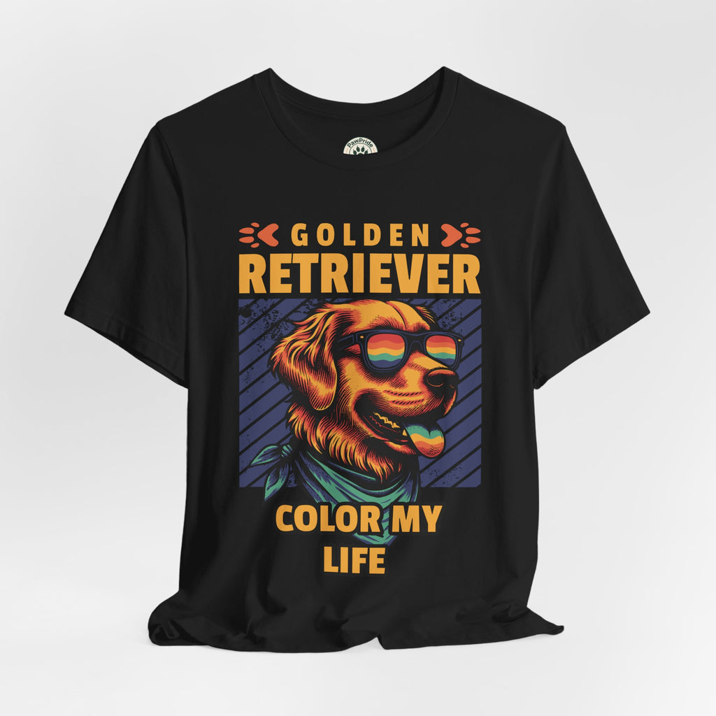 Golden Retriever T‑Shirt — 'Color My Life' Retro Dog Graphic Tee