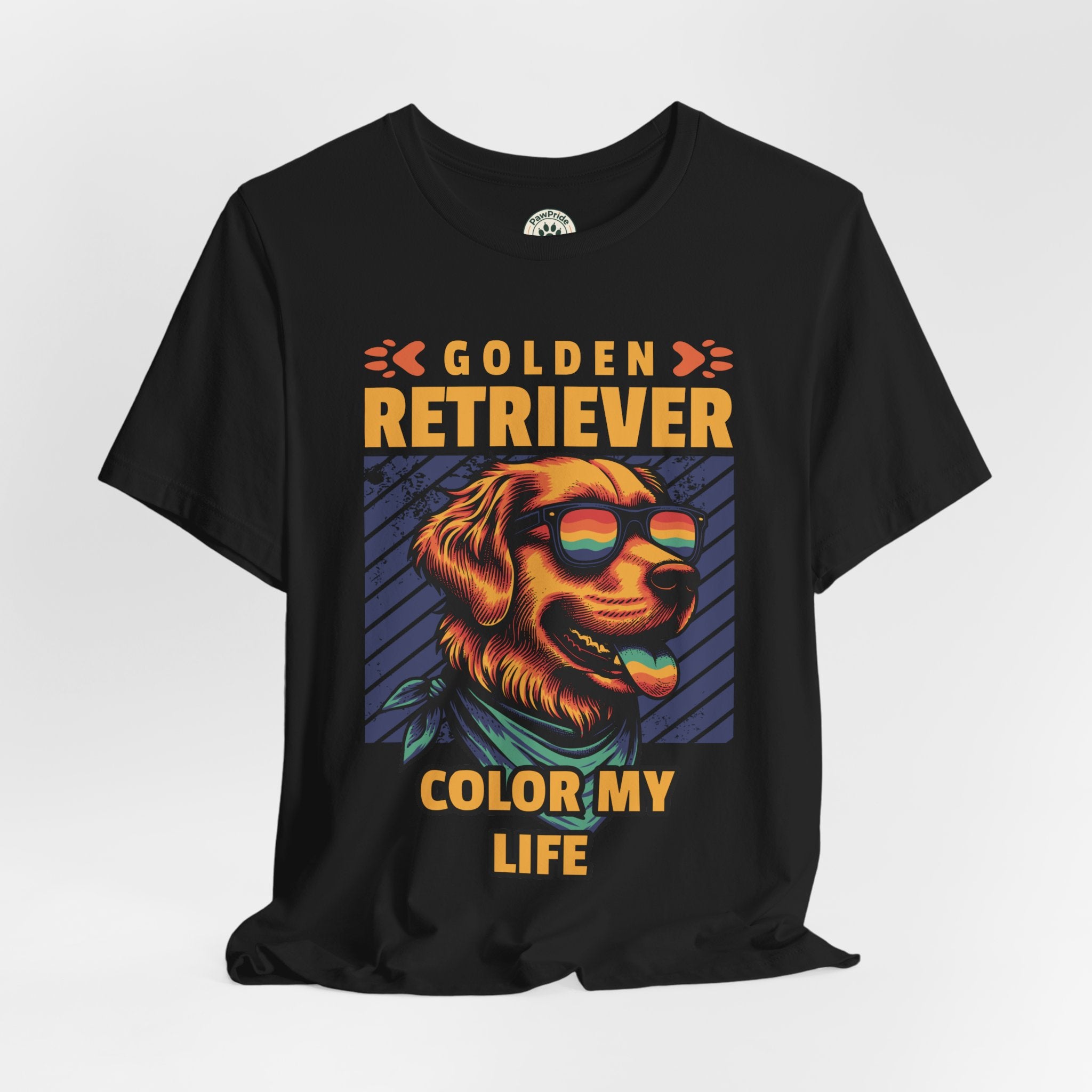 Golden Retriever T‑Shirt — 'Color My Life' Retro Dog Graphic Tee