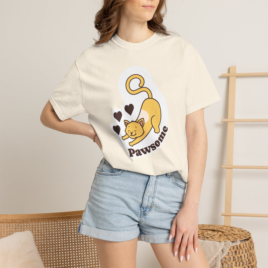 Pawsome Cat T-Shirt — Cute Stretching Kitty Graphic Tee