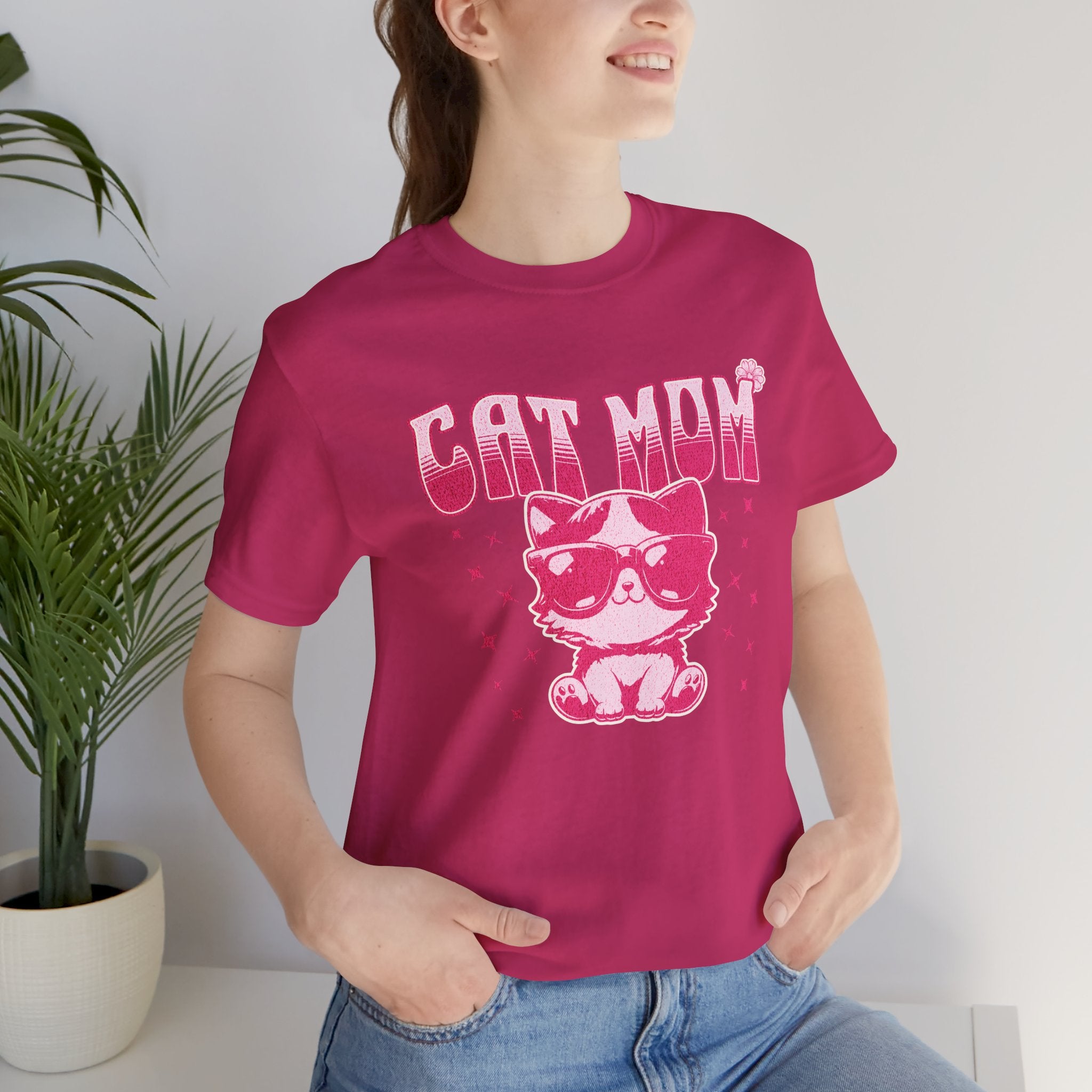 Cat Mom T-Shirt — Pink Cute Cat Graphic Tee