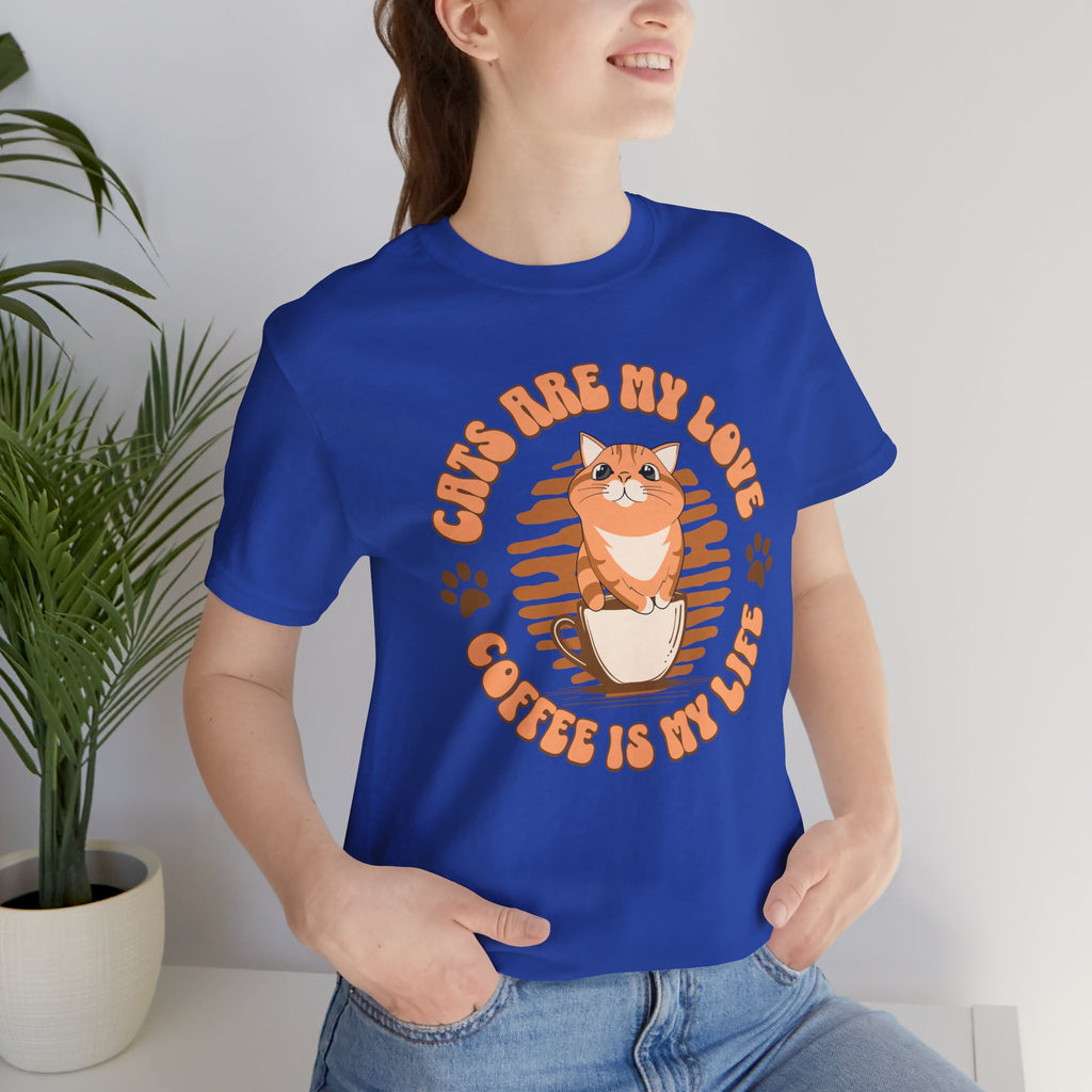 Cat & Coffee Tee — "Cats Are My Love, Coffee Is My Life" Cute Graphic T‑Shirt