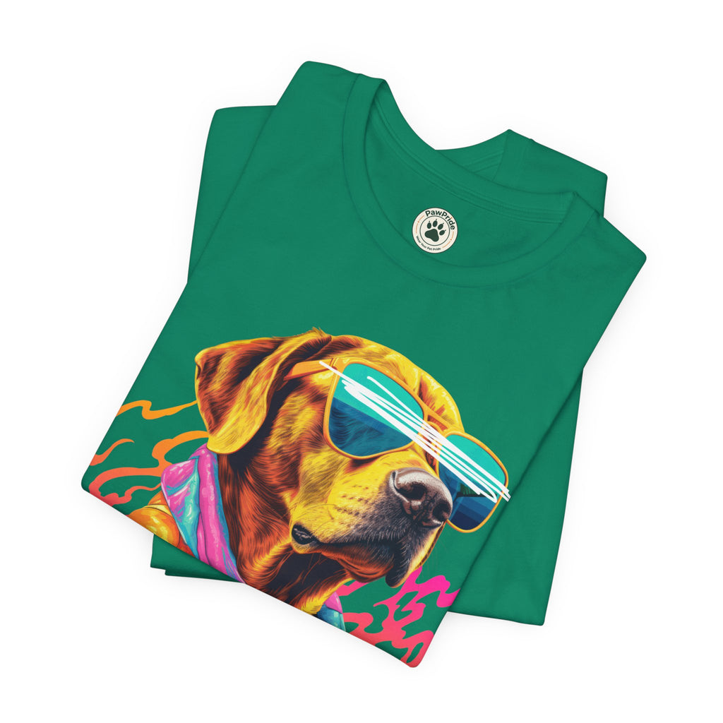 Chill Sunglasses Dog Tee — Retro Neon “CHILL” Graphic T-Shirt