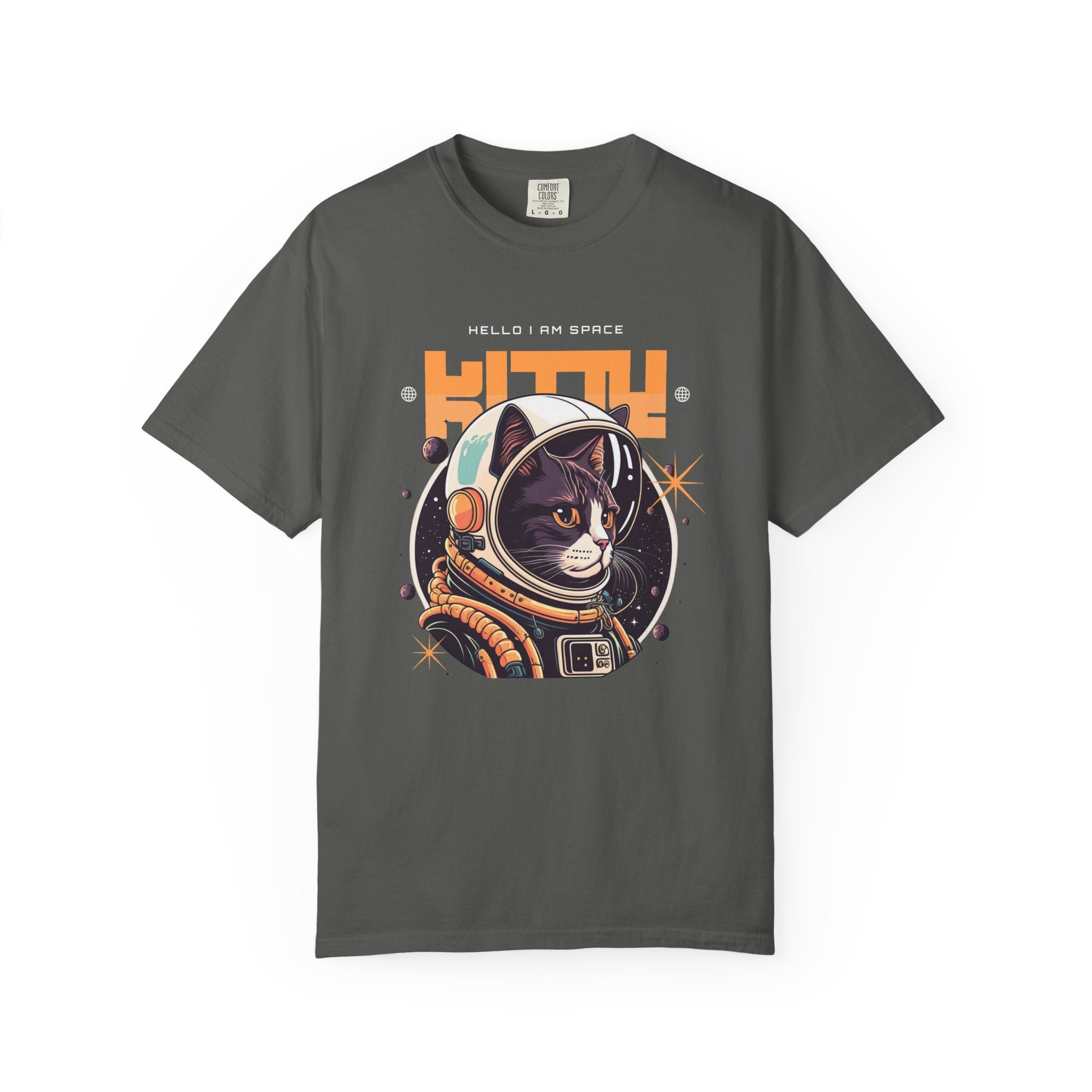 Astronaut Cat T-Shirt — "Hello I Am Space" Retro Spacecat Tee
