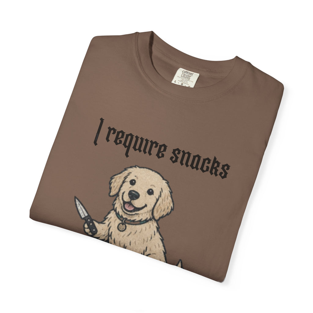 I Require Snacks T-Shirt — Cute Golden Retriever Graphic Tee