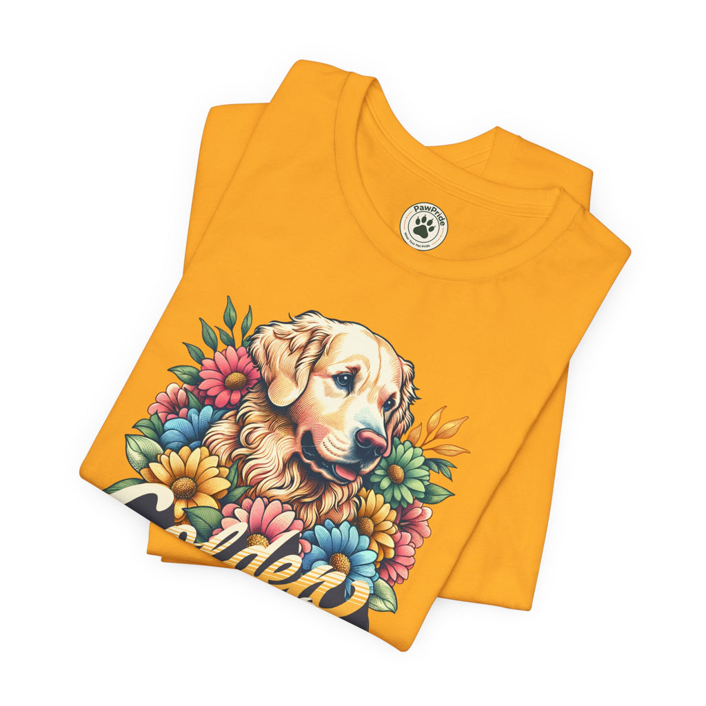 Golden Heart T-Shirt — Retro Floral Golden Retriever Tee