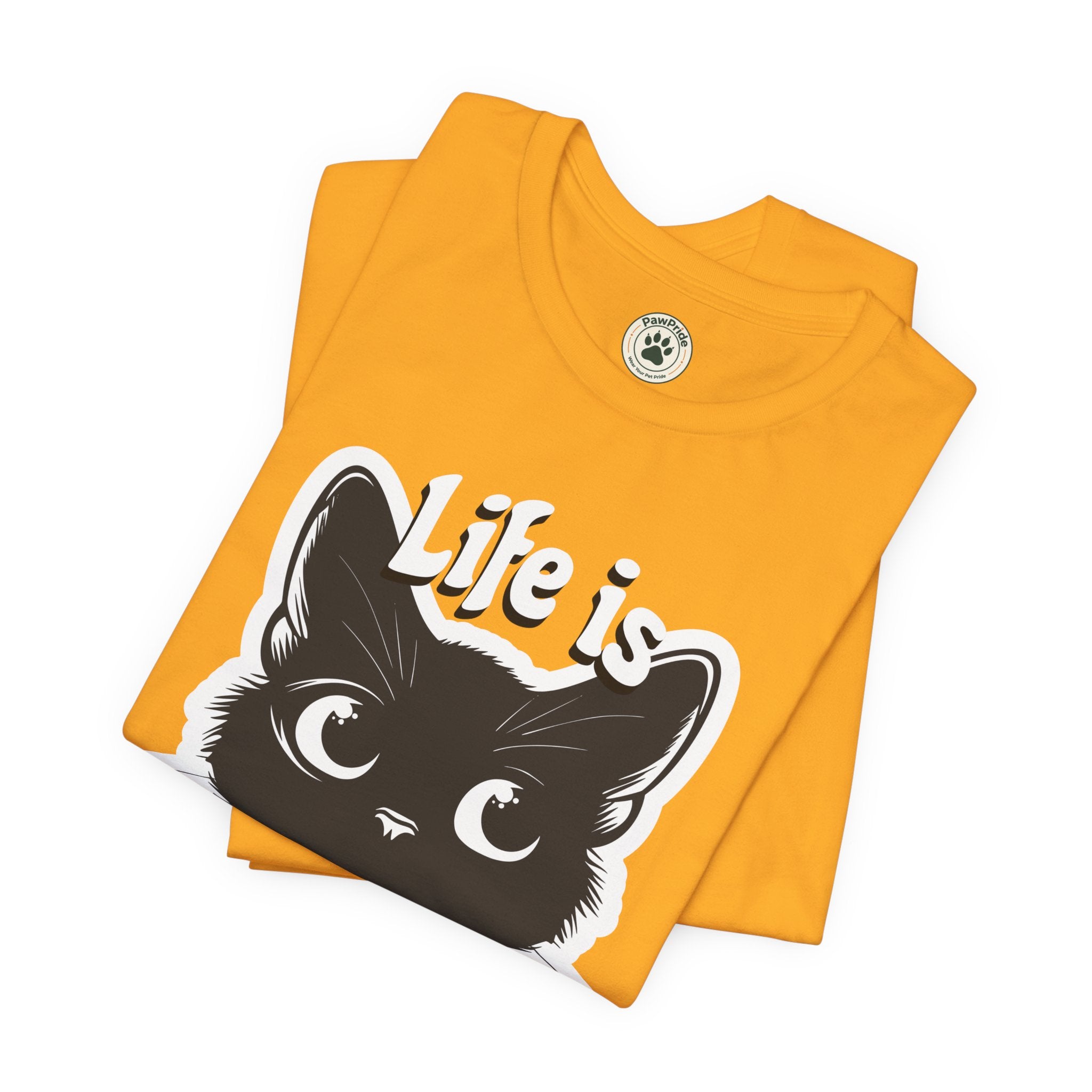 Life Is Purrfect Cat T-Shirt — Cute Black Kitten Graphic Tee for Cat Lovers