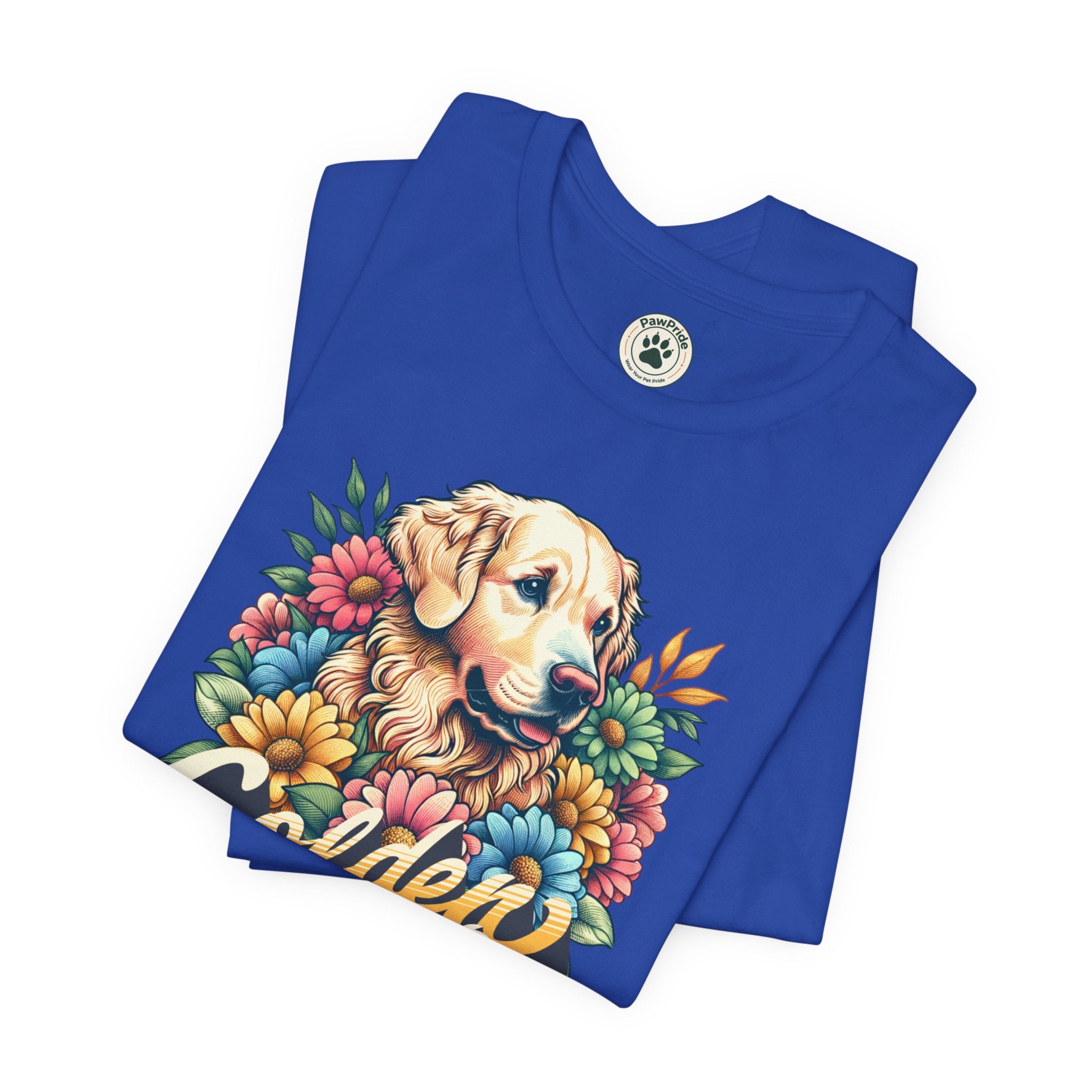 Golden Heart T-Shirt — Retro Floral Golden Retriever Tee
