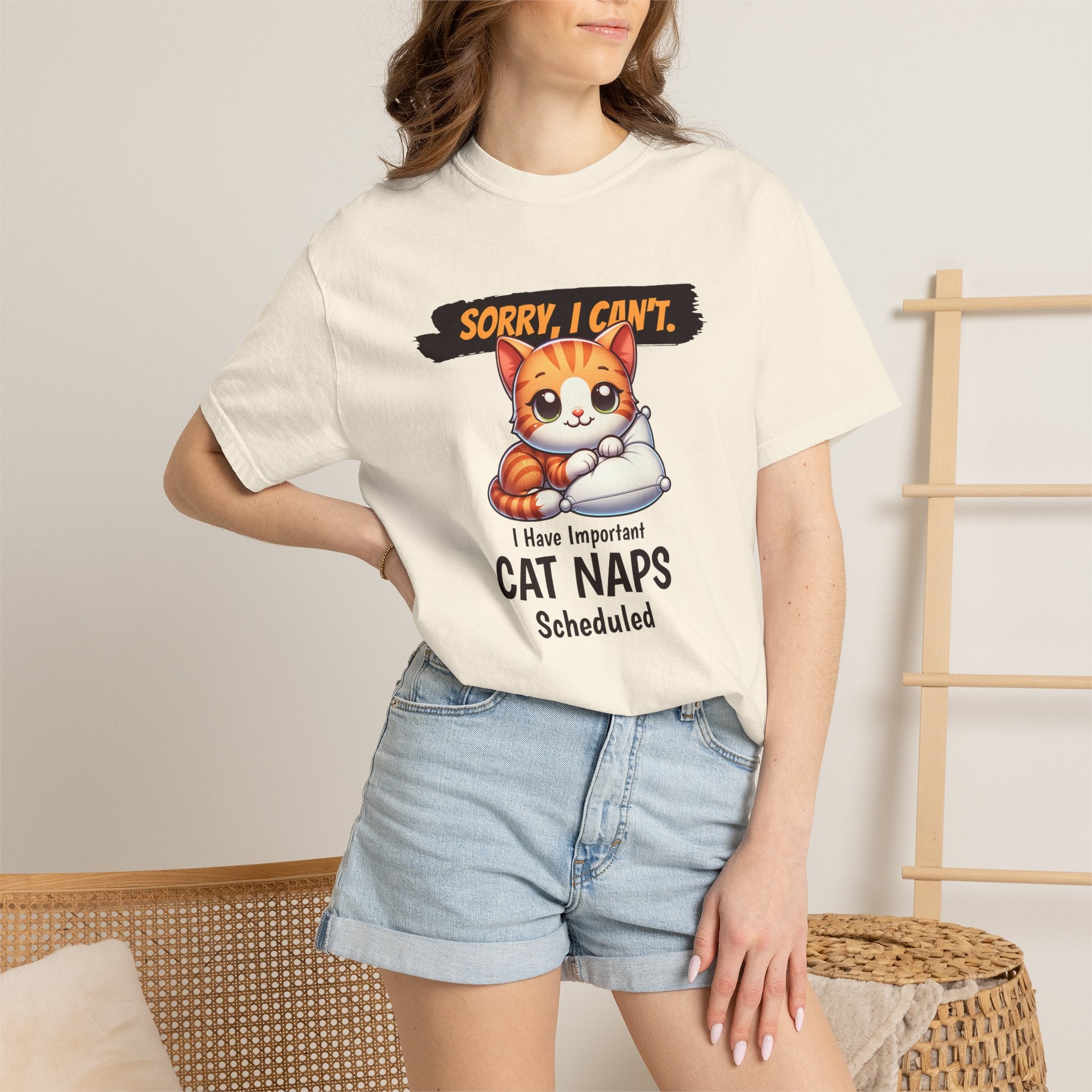 Cat Naps Scheduled T-Shirt — "Sorry, I Can't" Cute Cat Nap Graphic Tee
