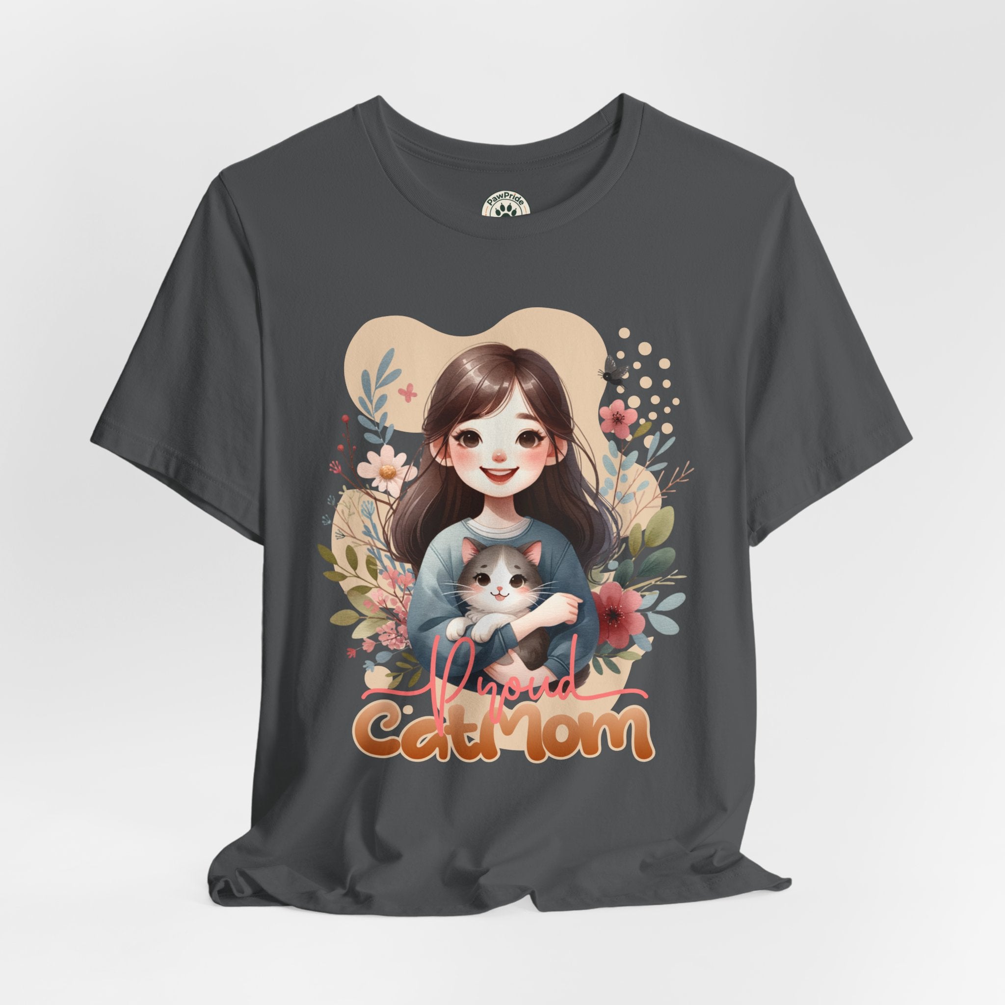 Cat Mom T-Shirt — Cute Floral Illustration Tee for Women Cat Lovers