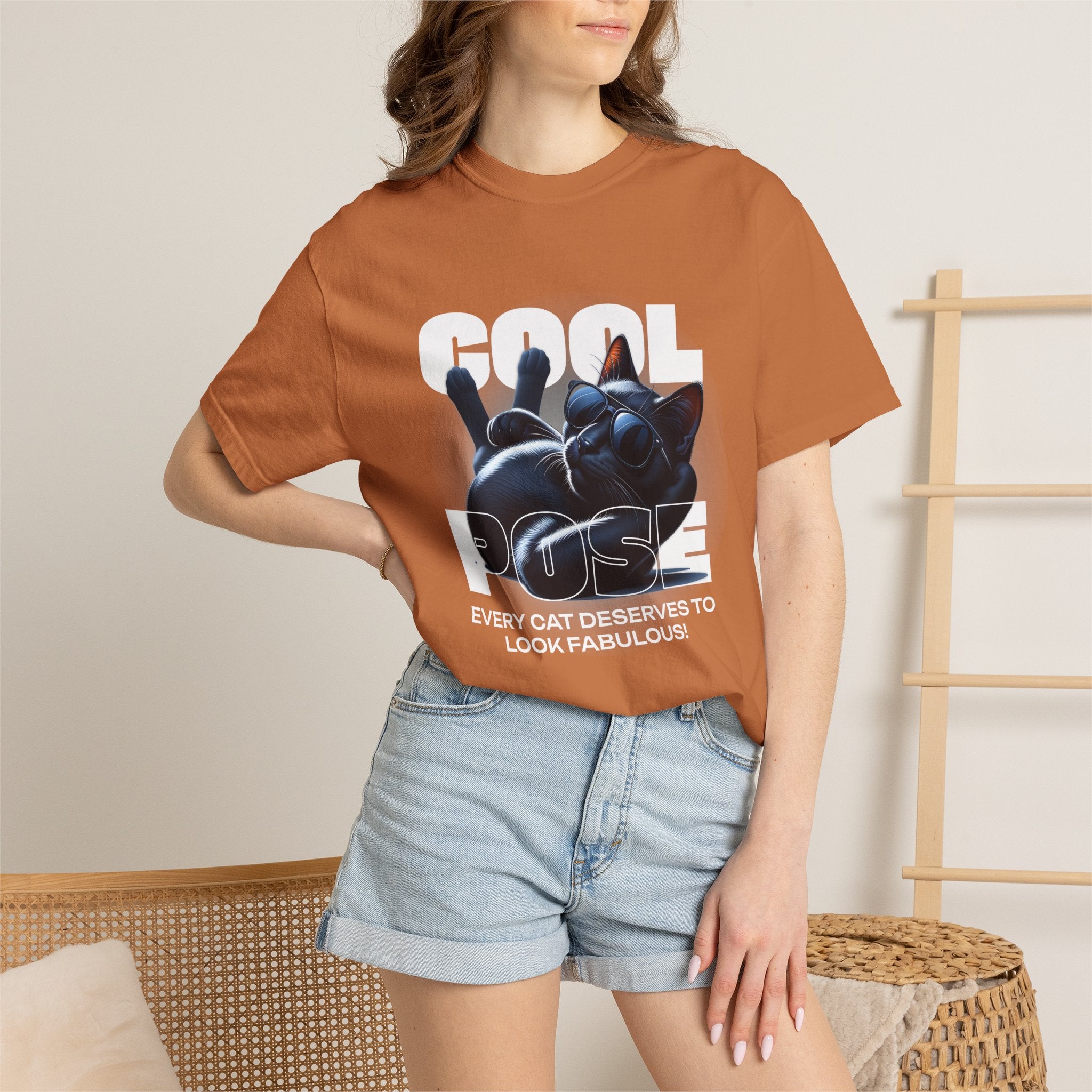 Cool Pose Cat T-Shirt — "Every Cat Deserves to Look Fabulous" Graphic Tee