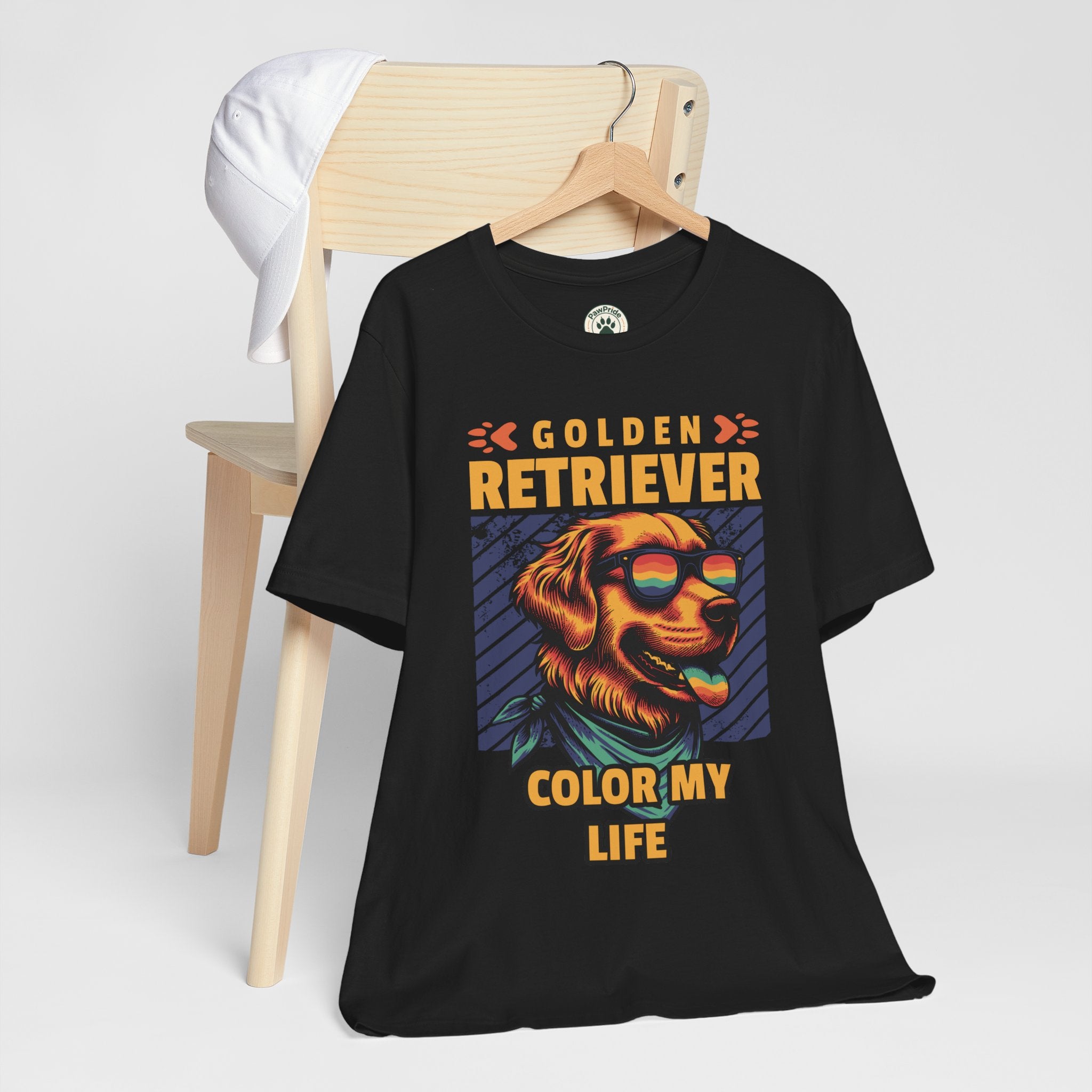 Golden Retriever T‑Shirt — 'Color My Life' Retro Dog Graphic Tee