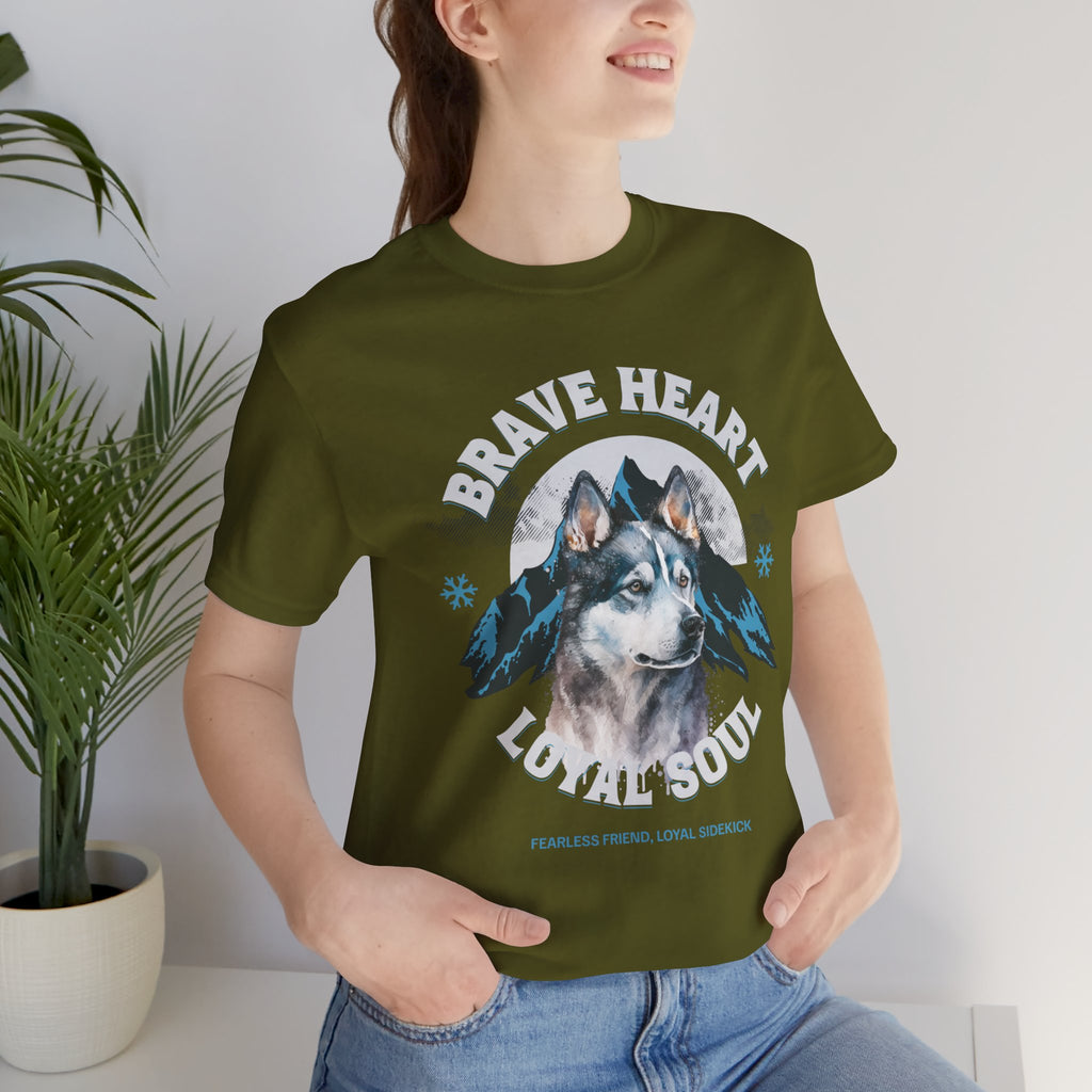Husky T-Shirt "Brave Heart Loyal Soul" – Wildlife Mountain Graphic Tee