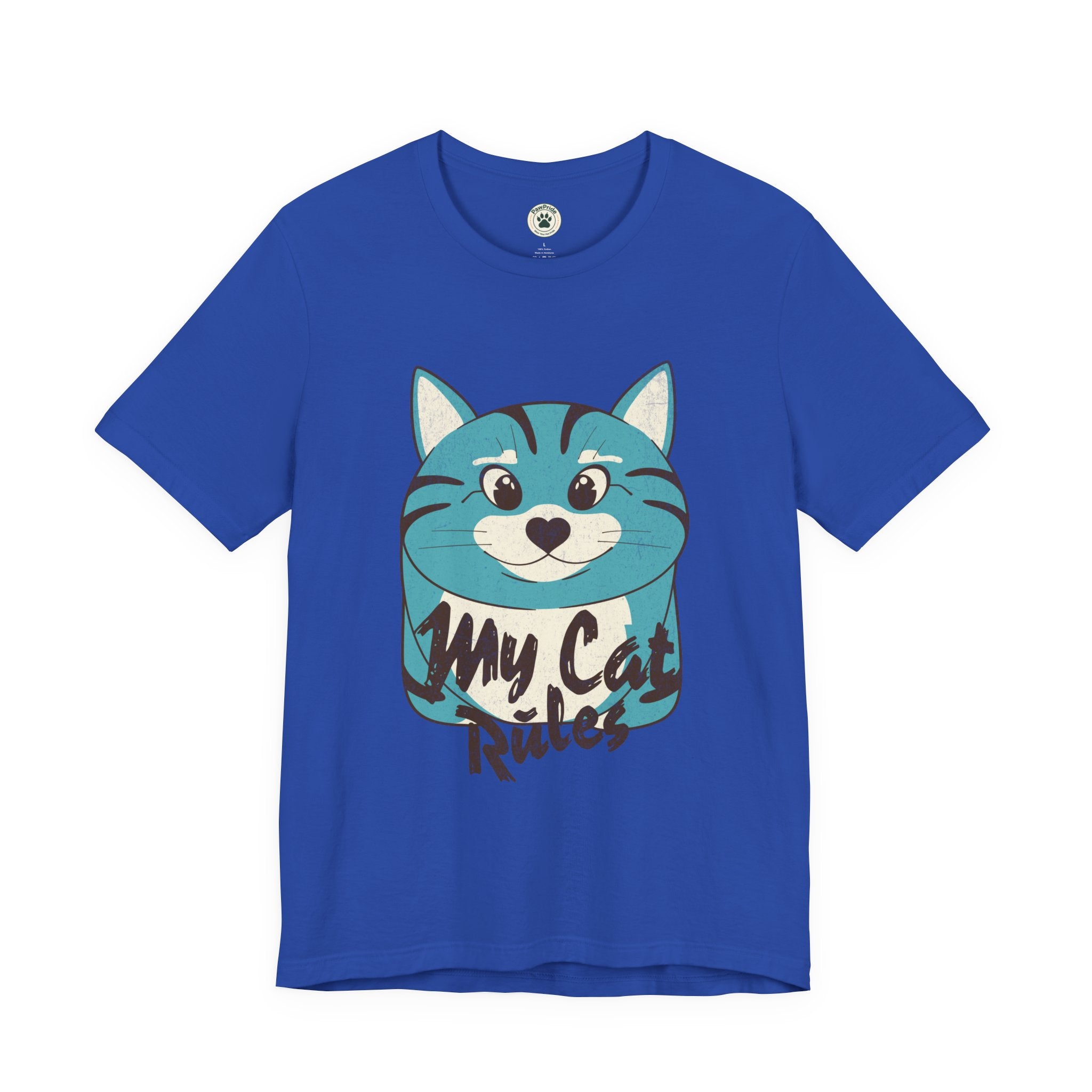 My Cat Rules T-Shirt — Cute Blue Cat Graphic Tee for Cat Lovers
