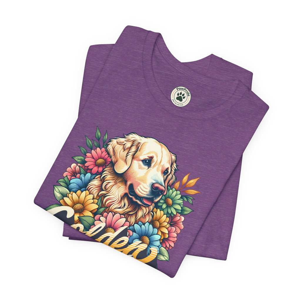 Golden Heart T-Shirt — Retro Floral Golden Retriever Tee