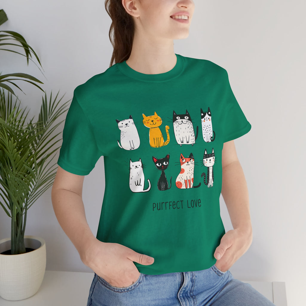 Purrfect Love Cat T-Shirt — Cute Cartoon Cats Tee for Cat Lovers