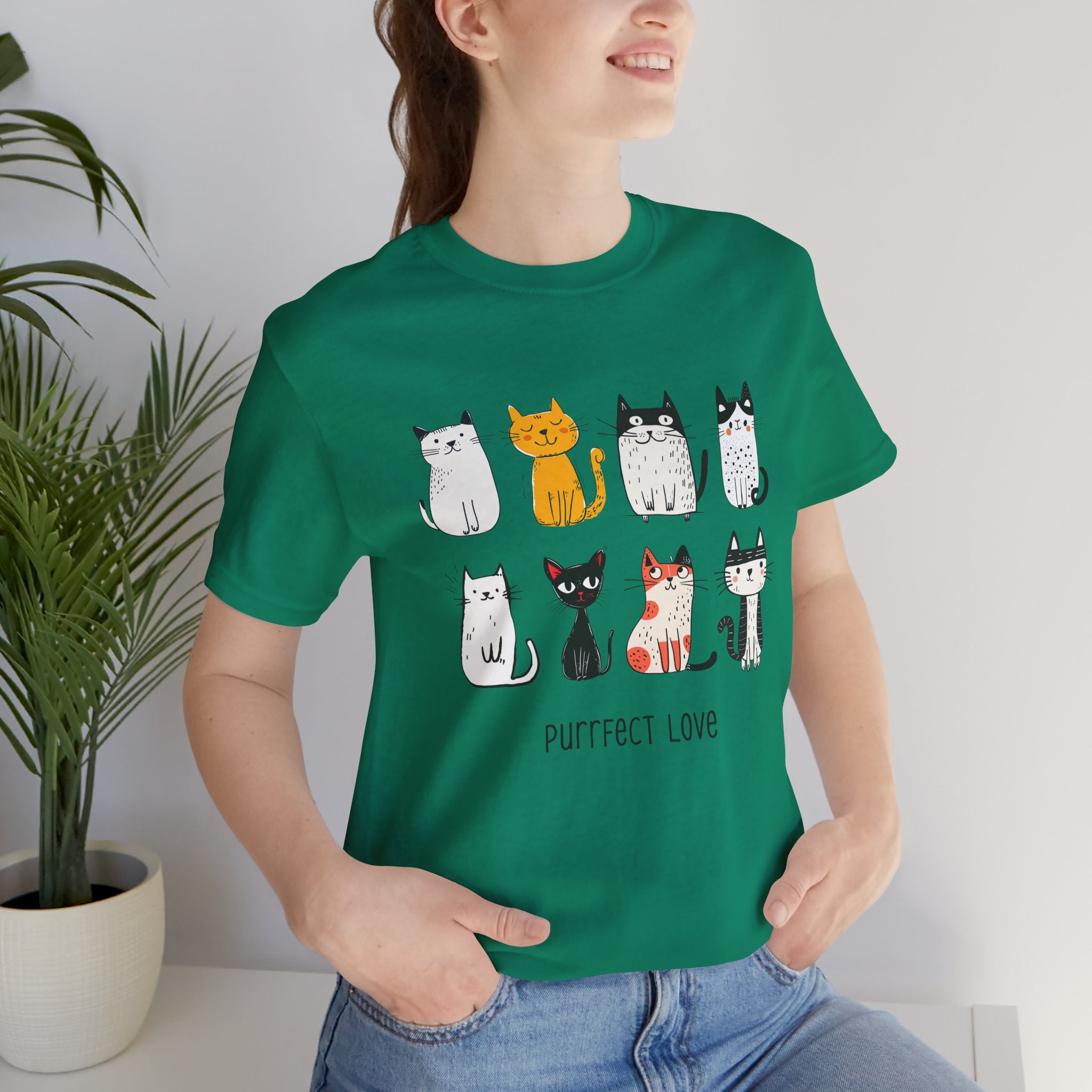 Purrfect Love Cat T-Shirt — Cute Cartoon Cats Tee for Cat Lovers