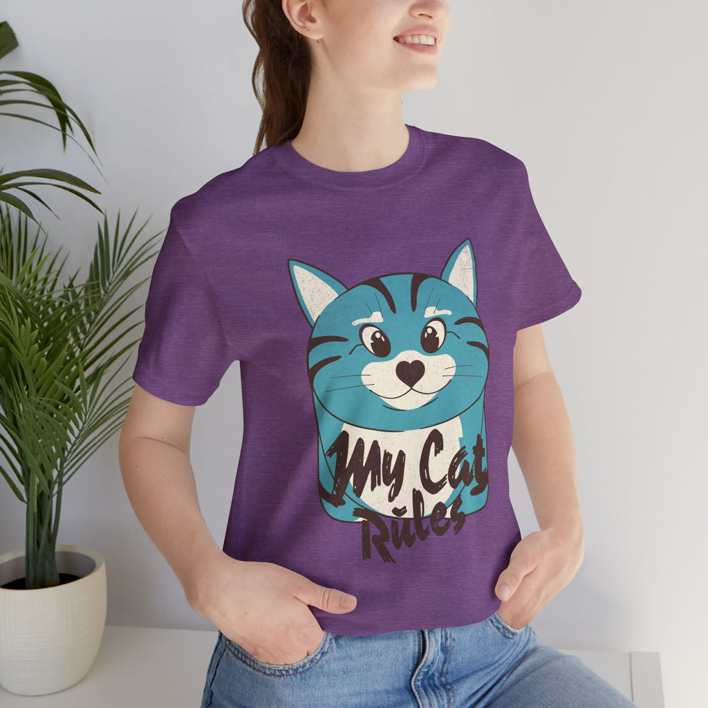 My Cat Rules T-Shirt — Cute Blue Cat Graphic Tee for Cat Lovers