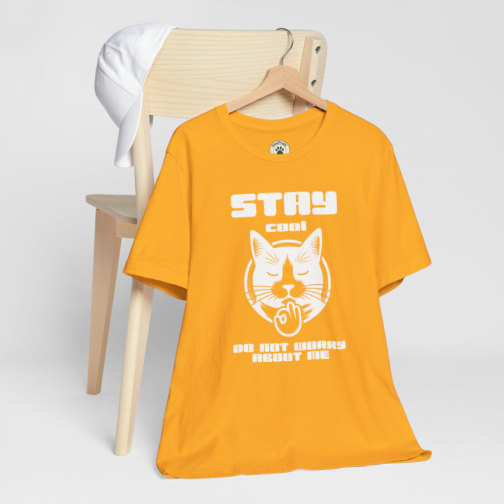 Stay Calm Cat T-Shirt — Cute Grumpy Cat Graphic Tee ("Stay Calm — Do Not Disturb" )