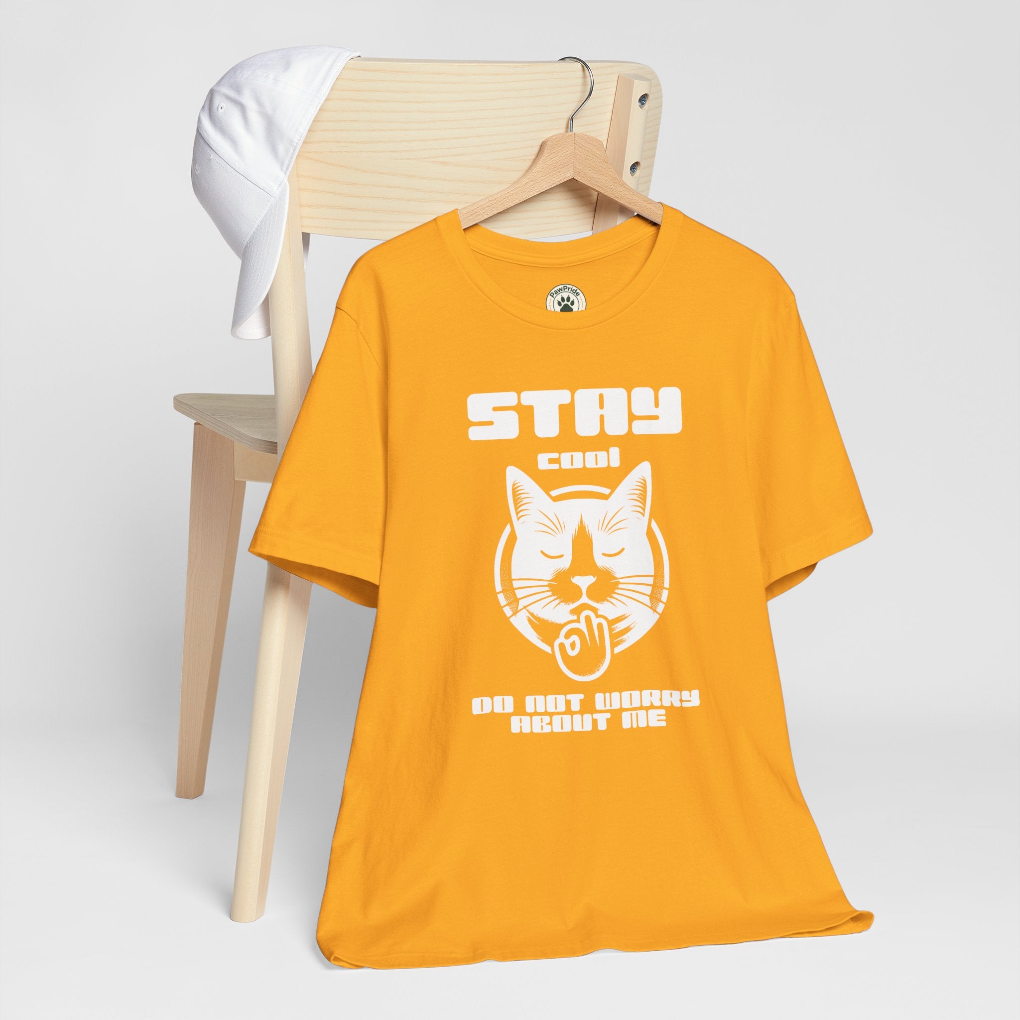 Stay Calm Cat T-Shirt — Cute Grumpy Cat Graphic Tee ("Stay Calm — Do Not Disturb" )