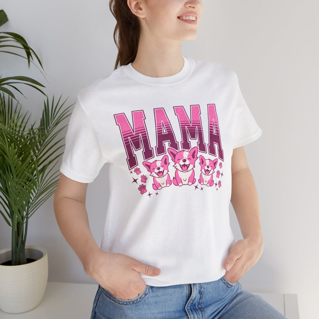 Mama Tee — Pink Corgi Mom Graphic T-Shirt