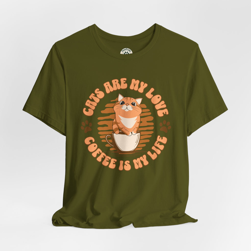 Cat & Coffee Tee — "Cats Are My Love, Coffee Is My Life" Cute Graphic T‑Shirt