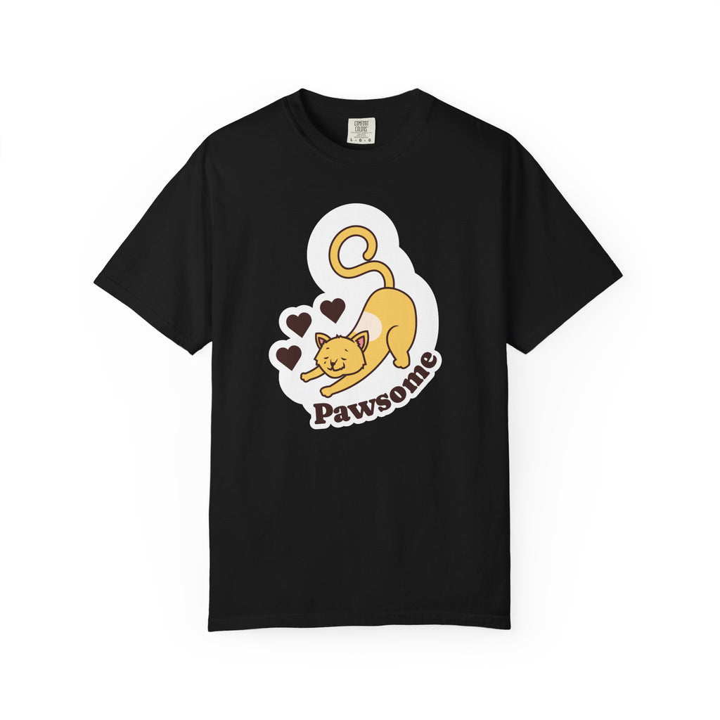 Pawsome Cat T-Shirt — Cute Stretching Kitty Graphic Tee