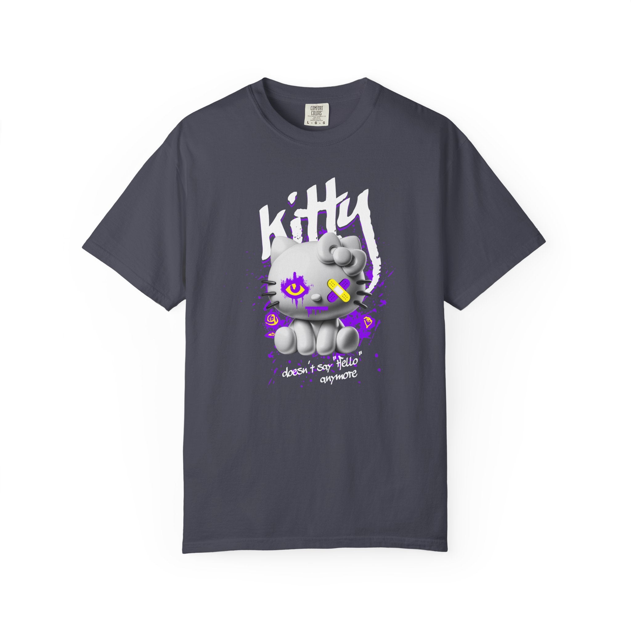 Kitty Cute Punk T-Shirt — 'doesn't say hello' Garment-Dyed Tee