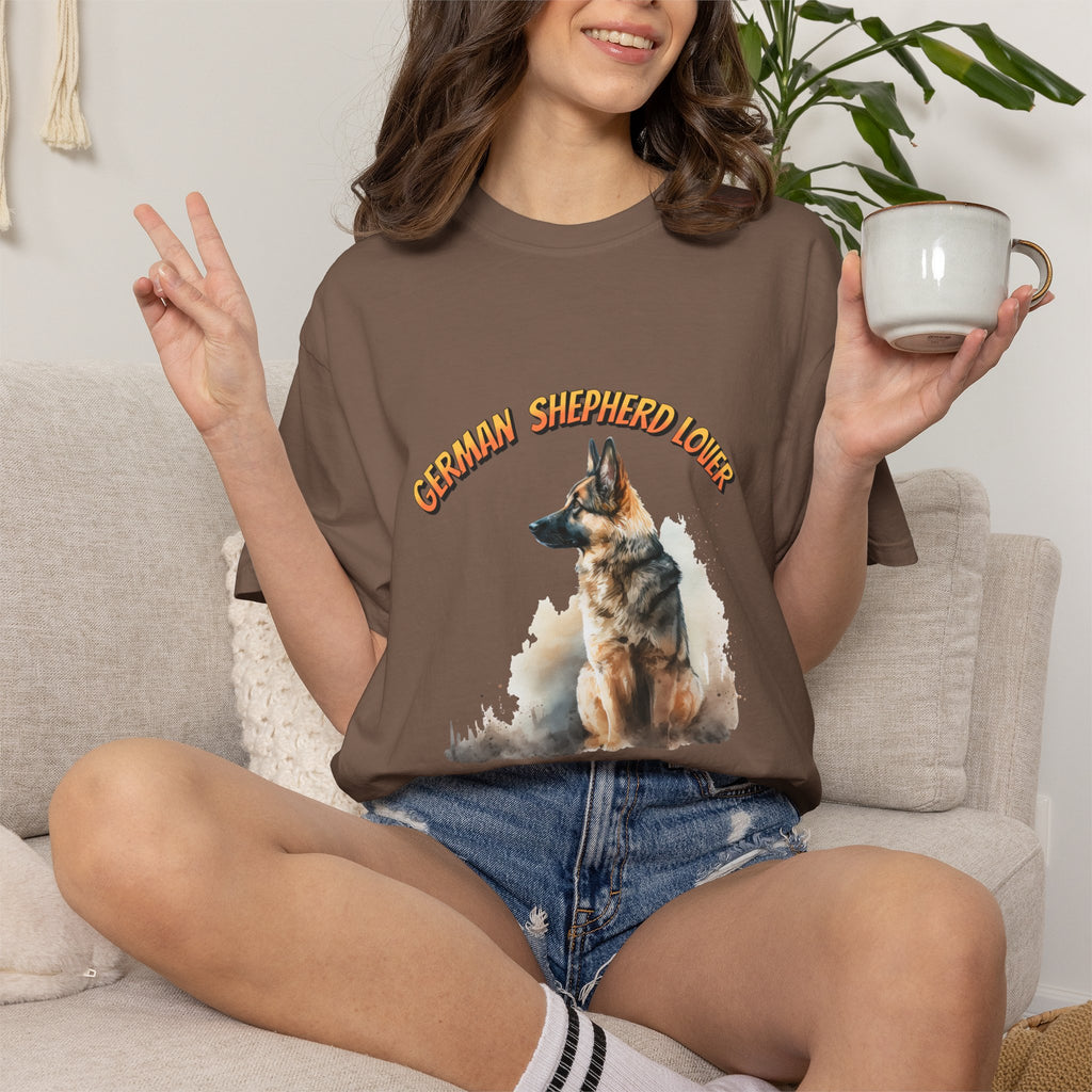German Shepherd Lover T-Shirt — Retro Script Dog Portrait Tee