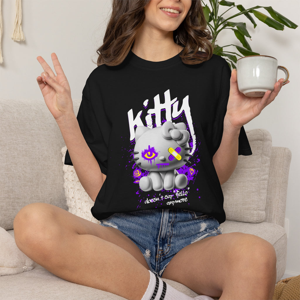 Kitty Cute Punk T-Shirt — 'doesn't say hello' Garment-Dyed Tee