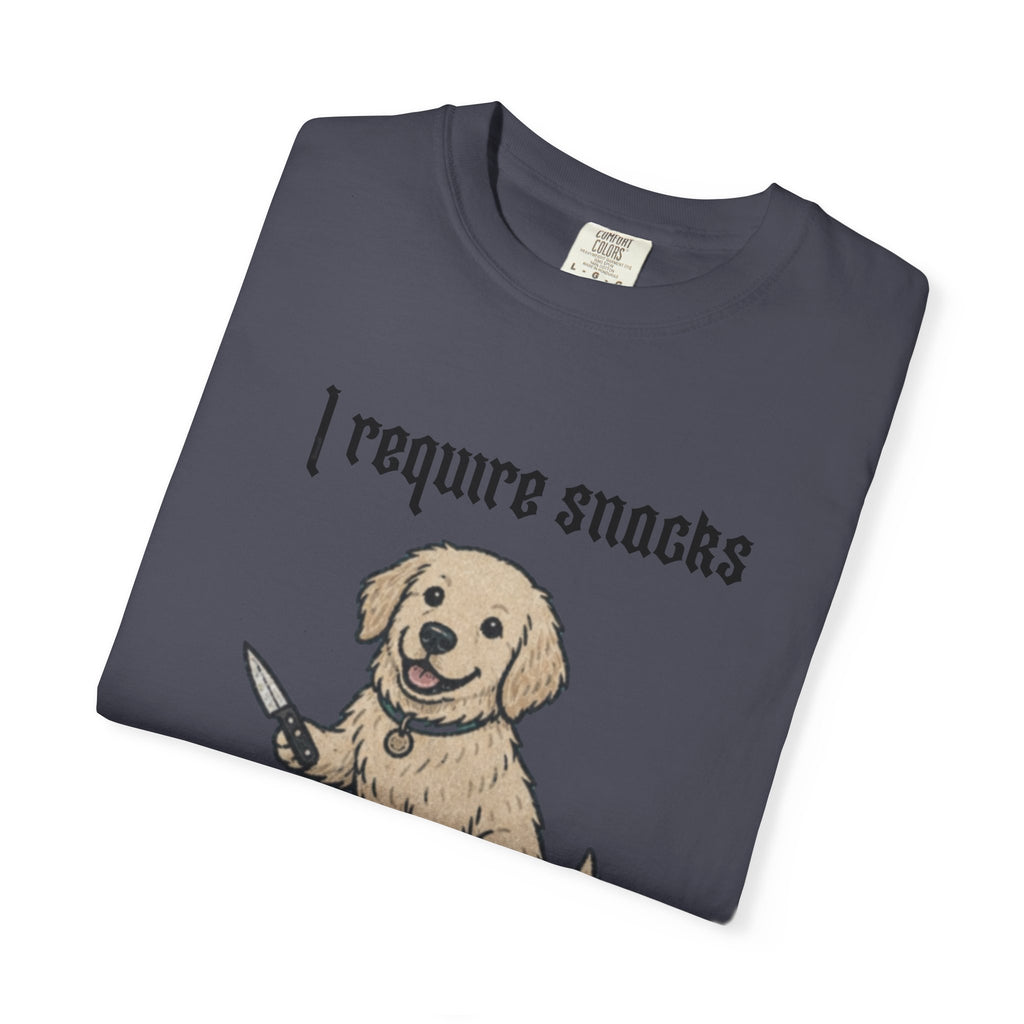 I Require Snacks T-Shirt — Cute Golden Retriever Graphic Tee