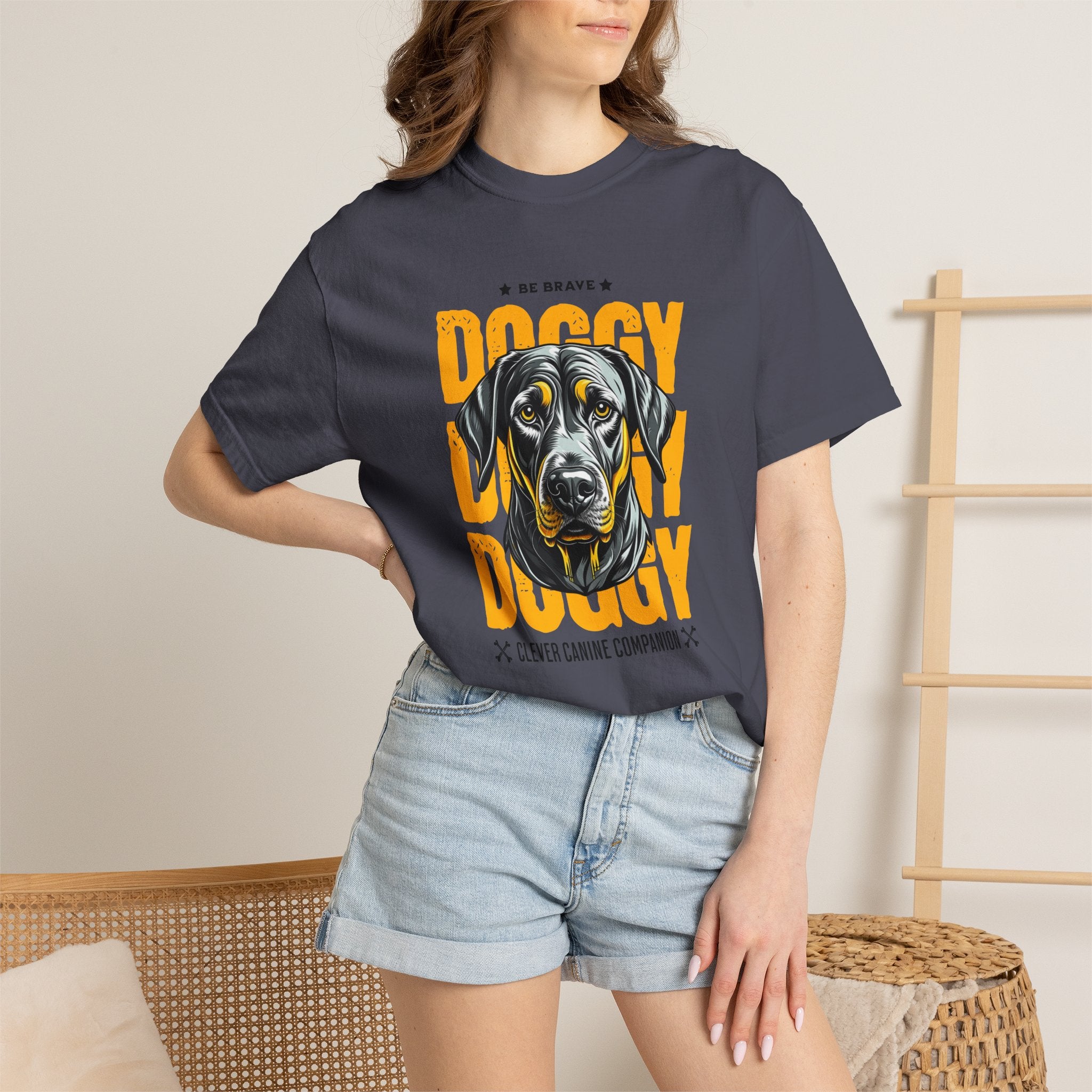Doggy Doggy T-Shirt — Retro Black Lab Graphic Tee ('Be Brave')