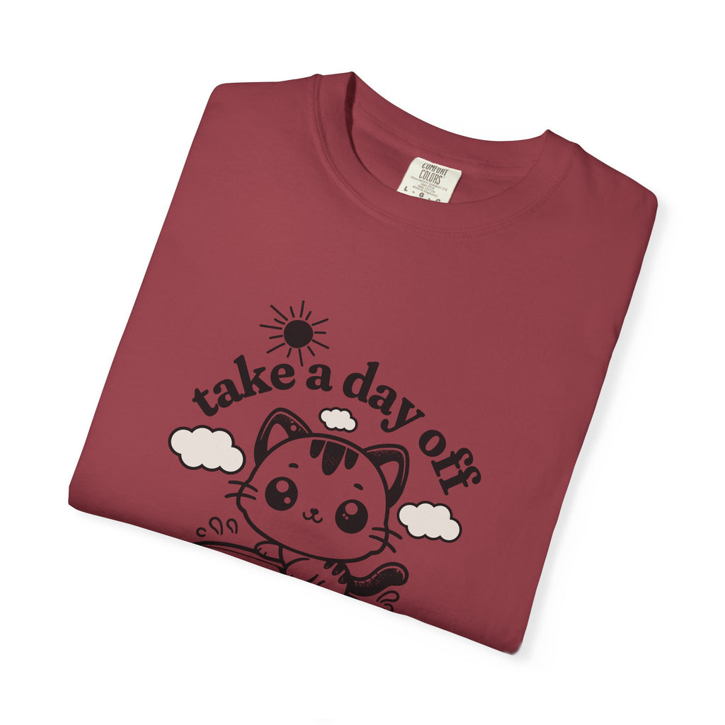 Take a Day Off Cat T-Shirt — Relaxing Kawaii Graphic Tee