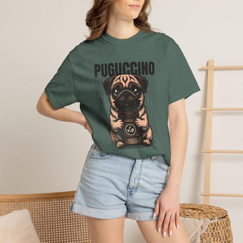Puguccino Puppy T‑Shirt — Cute Pug Coffee Dog Graphic Tee