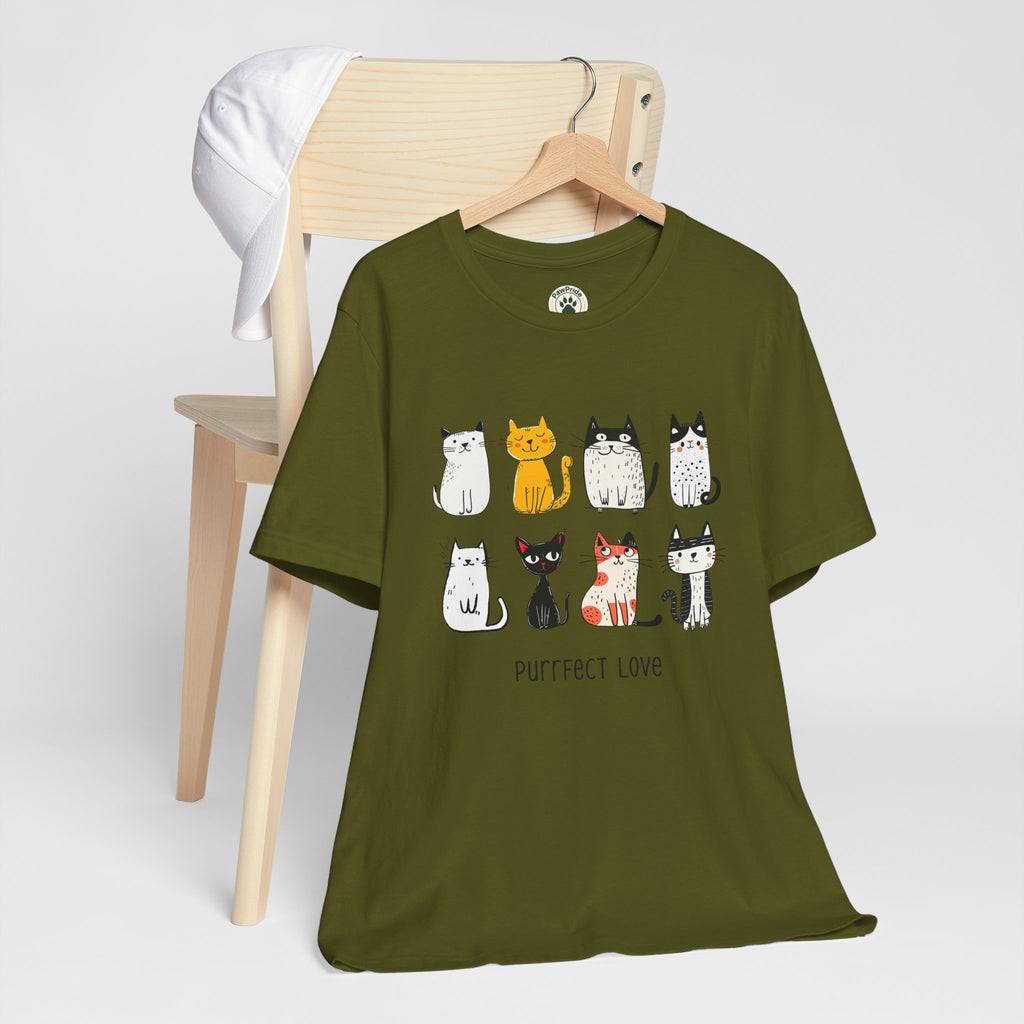 Purrfect Love Cat T-Shirt — Cute Cartoon Cats Tee for Cat Lovers