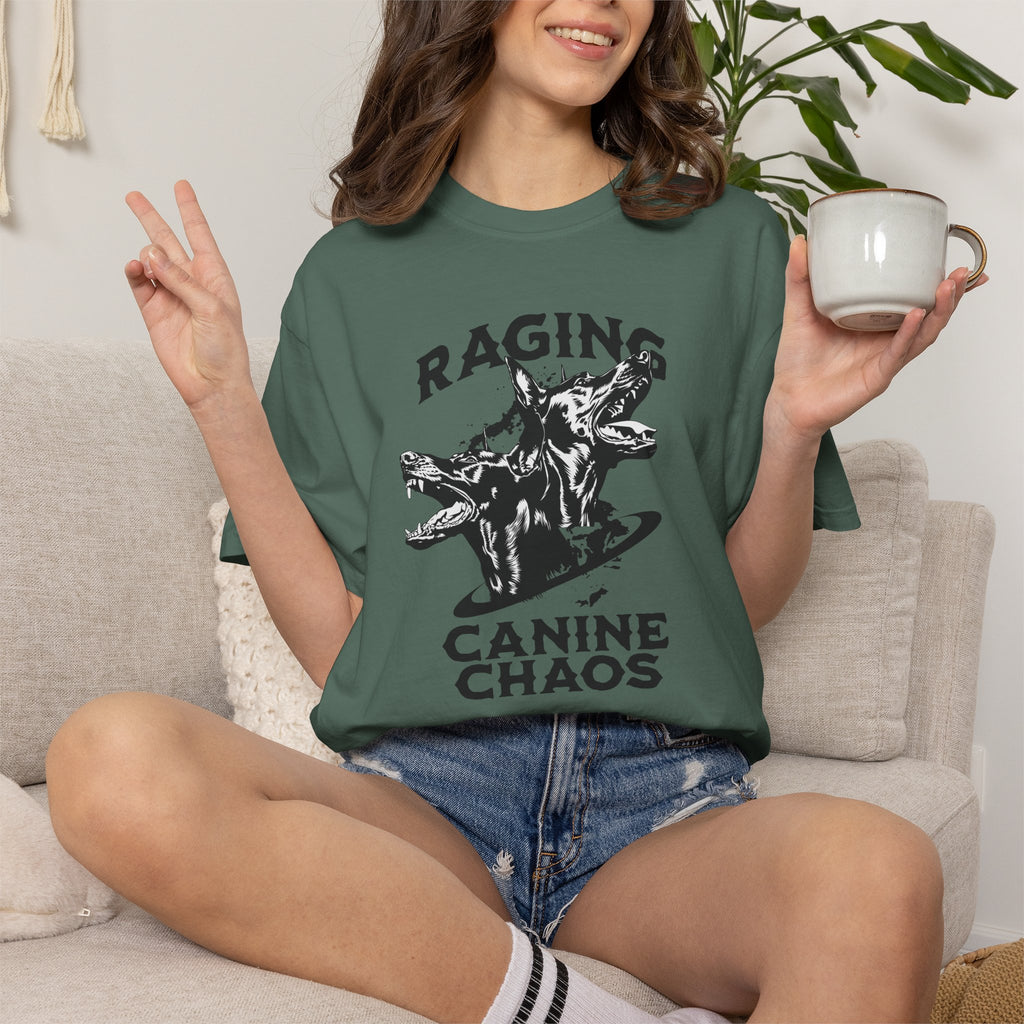 Raging Canine Chaos T-Shirt — Vintage Dog Skull Graphic Tee