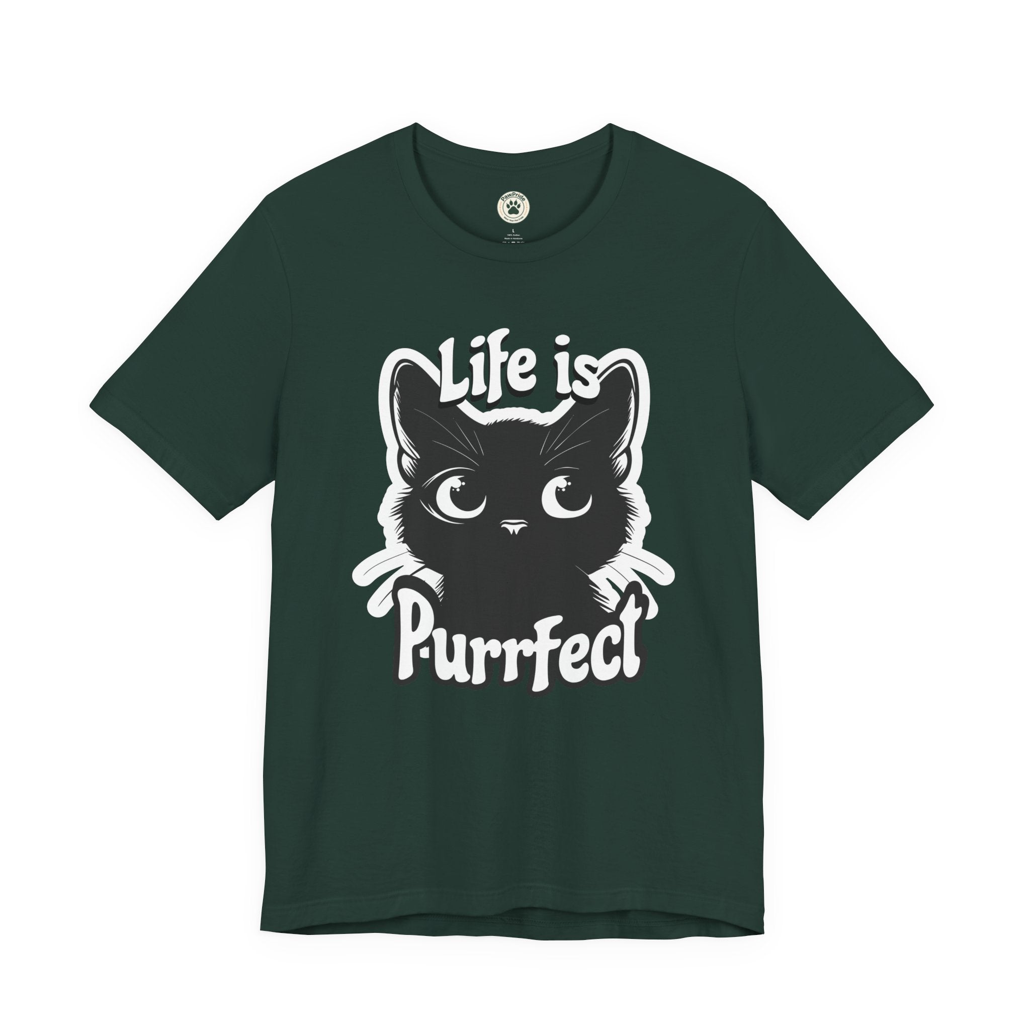 Life Is Purrfect Cat T-Shirt — Cute Black Kitten Graphic Tee for Cat Lovers