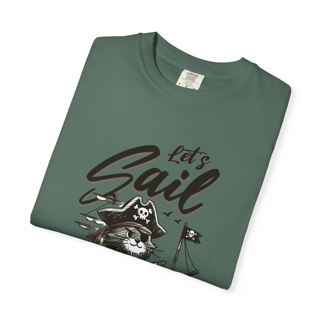 Let's Sail Pirate Cat T-Shirt — "This World Is Too Small For Us" Vintage Nautical Tee