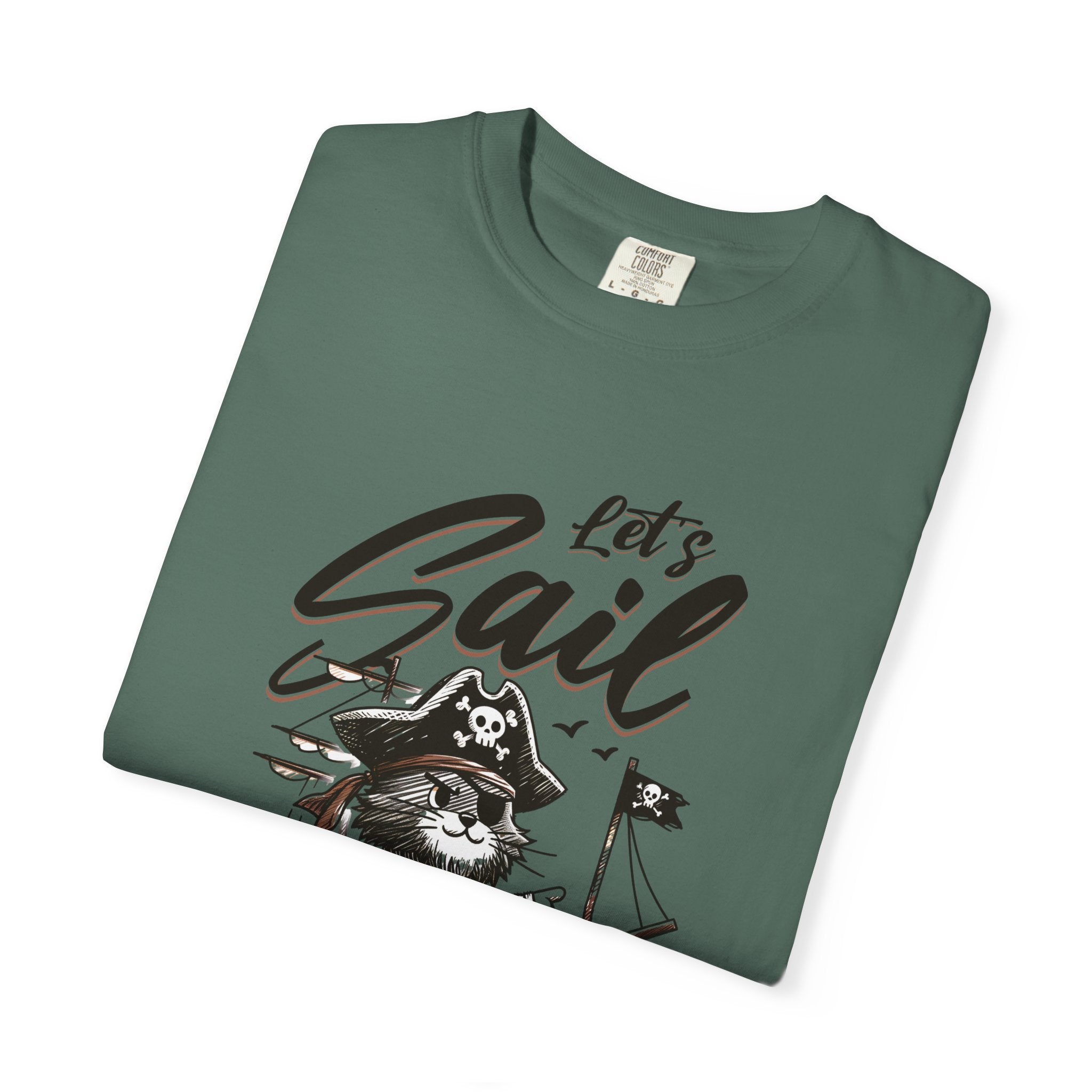 Let's Sail Pirate Cat T-Shirt — "This World Is Too Small For Us" Vintage Nautical Tee