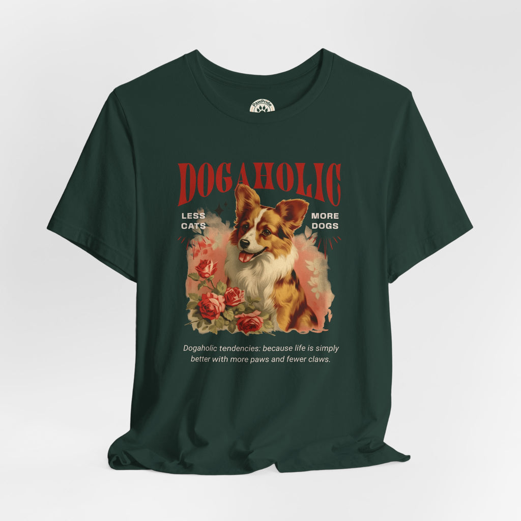 Dogaholic Graphic Tee — Vintage Floral Dog Lover T-Shirt