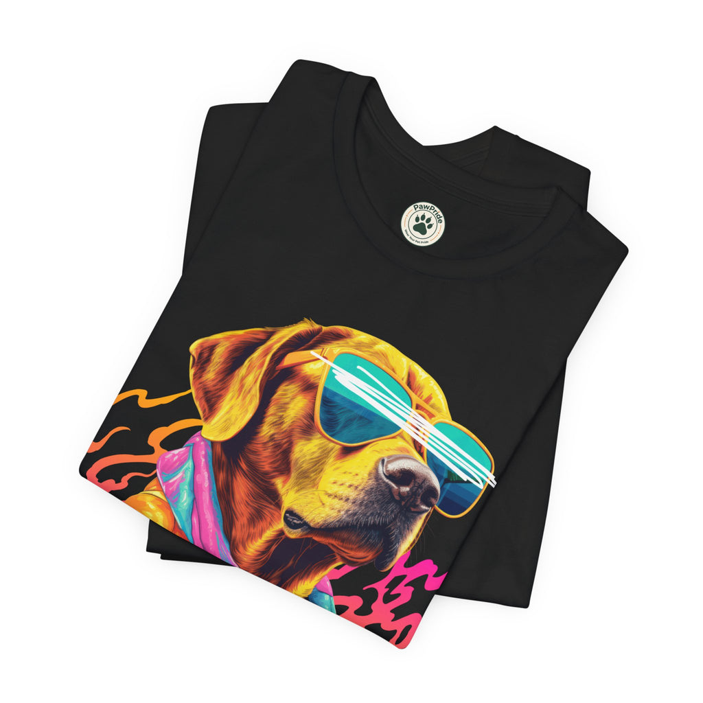 Chill Sunglasses Dog Tee — Retro Neon “CHILL” Graphic T-Shirt