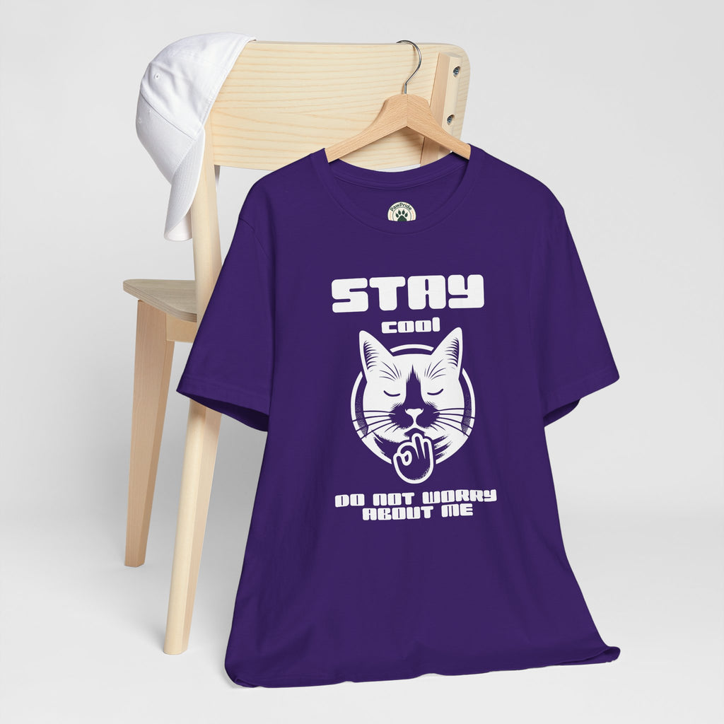 Stay Calm Cat T-Shirt — Cute Grumpy Cat Graphic Tee ("Stay Calm — Do Not Disturb" )