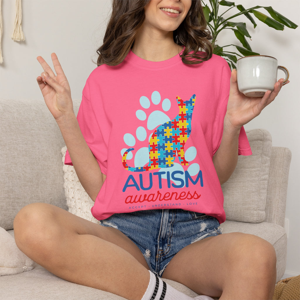 Autism Awareness Puzzle Cat T-Shirt — Support & Awareness Tee