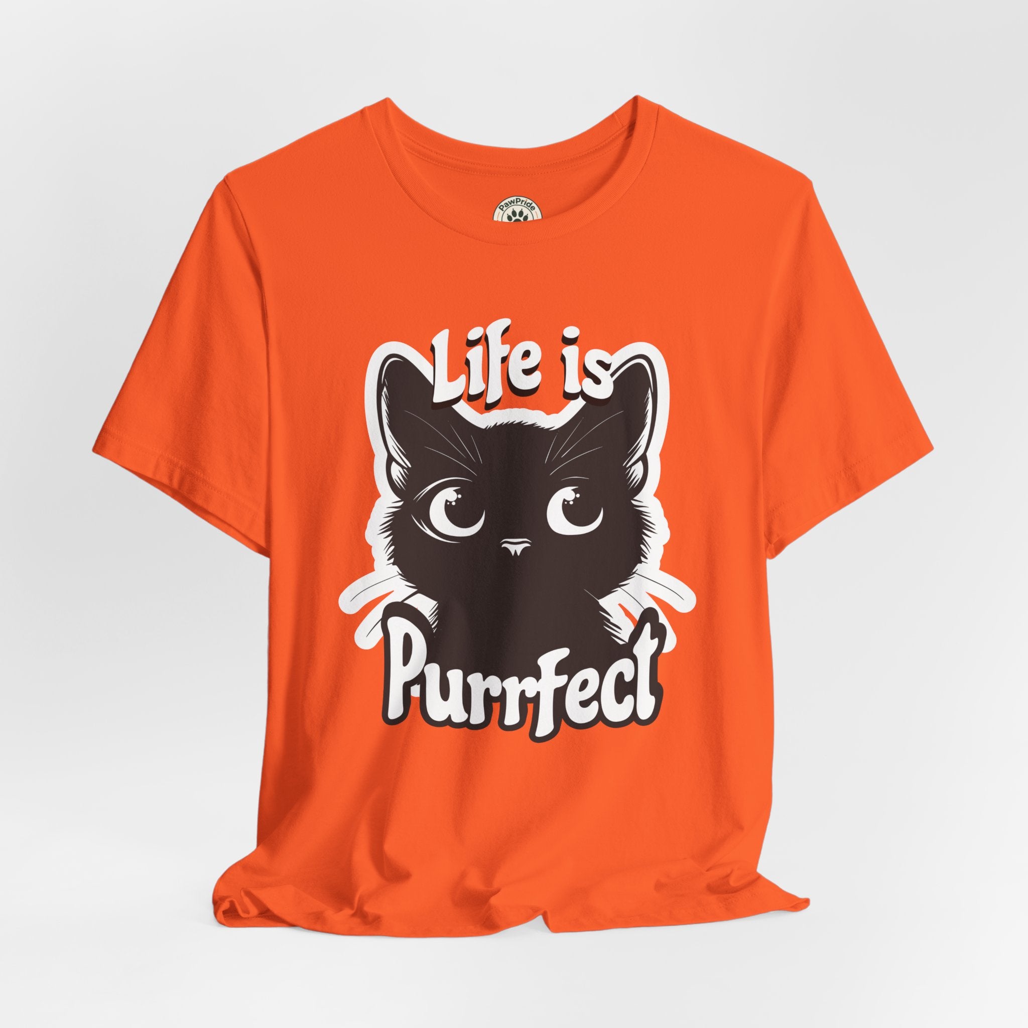 Life Is Purrfect Cat T-Shirt — Cute Black Kitten Graphic Tee for Cat Lovers