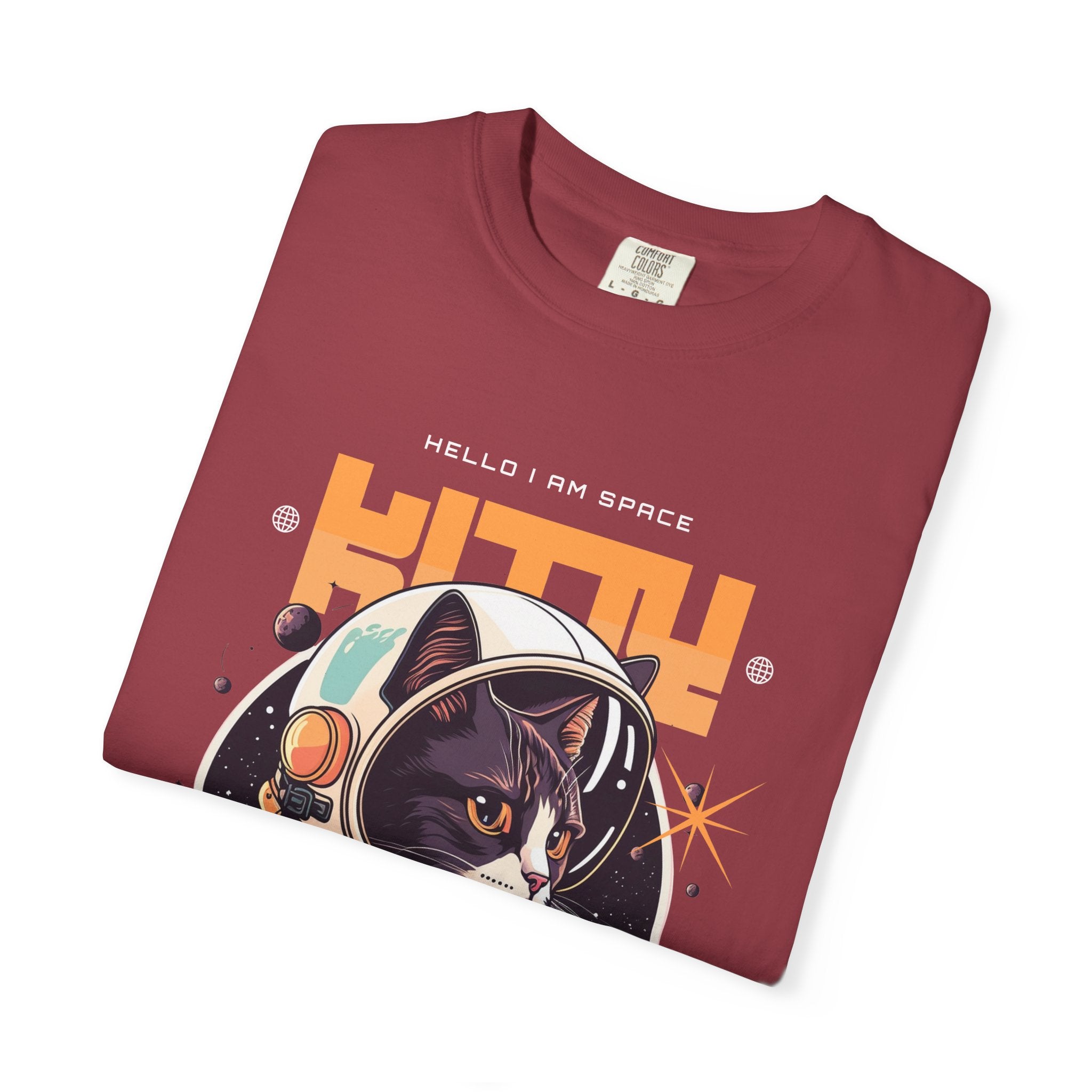 Astronaut Cat T-Shirt — "Hello I Am Space" Retro Spacecat Tee