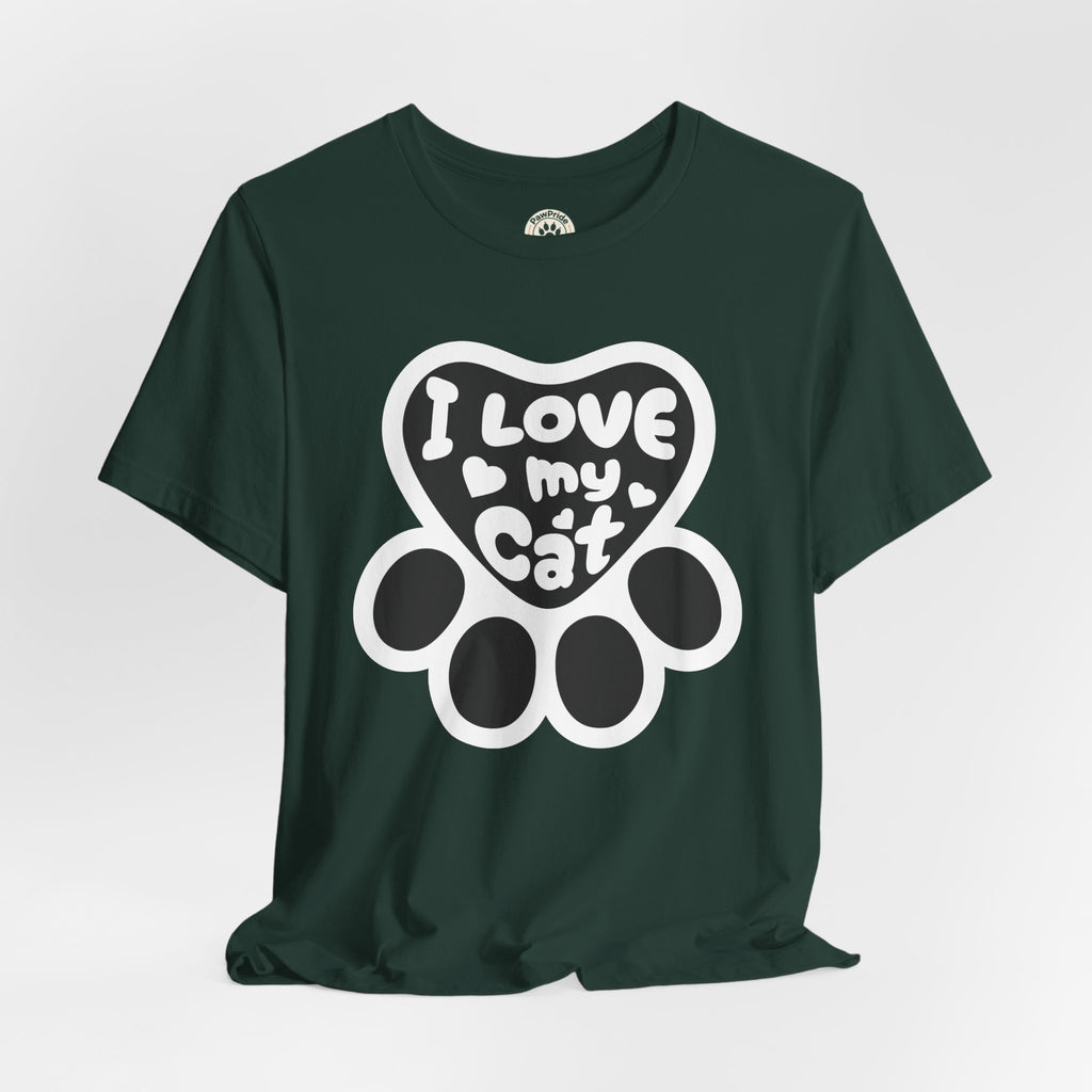I Love My Cat Paw T-Shirt — Cute Cat Lover Tee