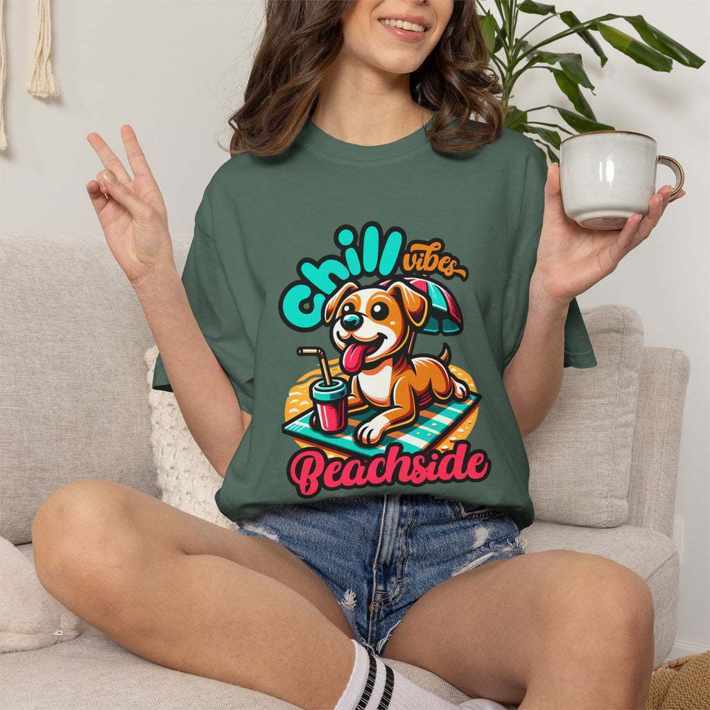 Beachside Chill Dog T-Shirt — Retro Summer Graphic Tee