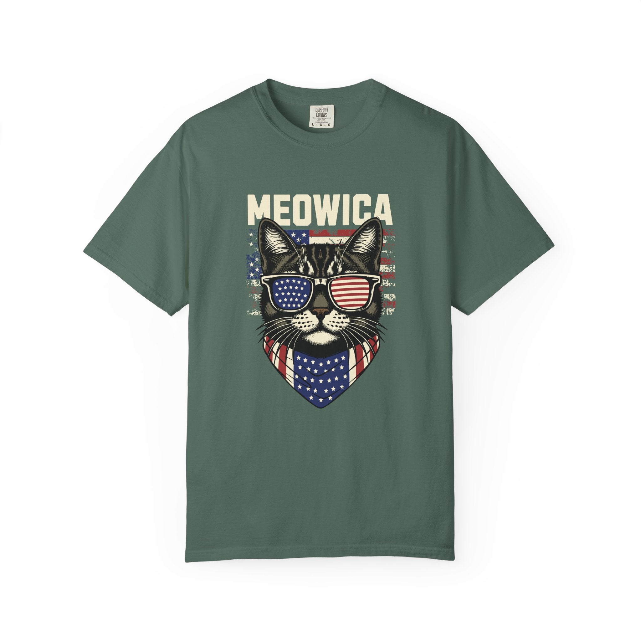 Meowica Cat T-Shirt — Patriotic American Flag Kitty Graphic Tee