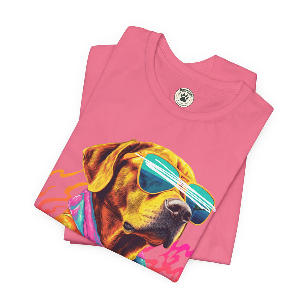 Chill Sunglasses Dog Tee — Retro Neon “CHILL” Graphic T-Shirt