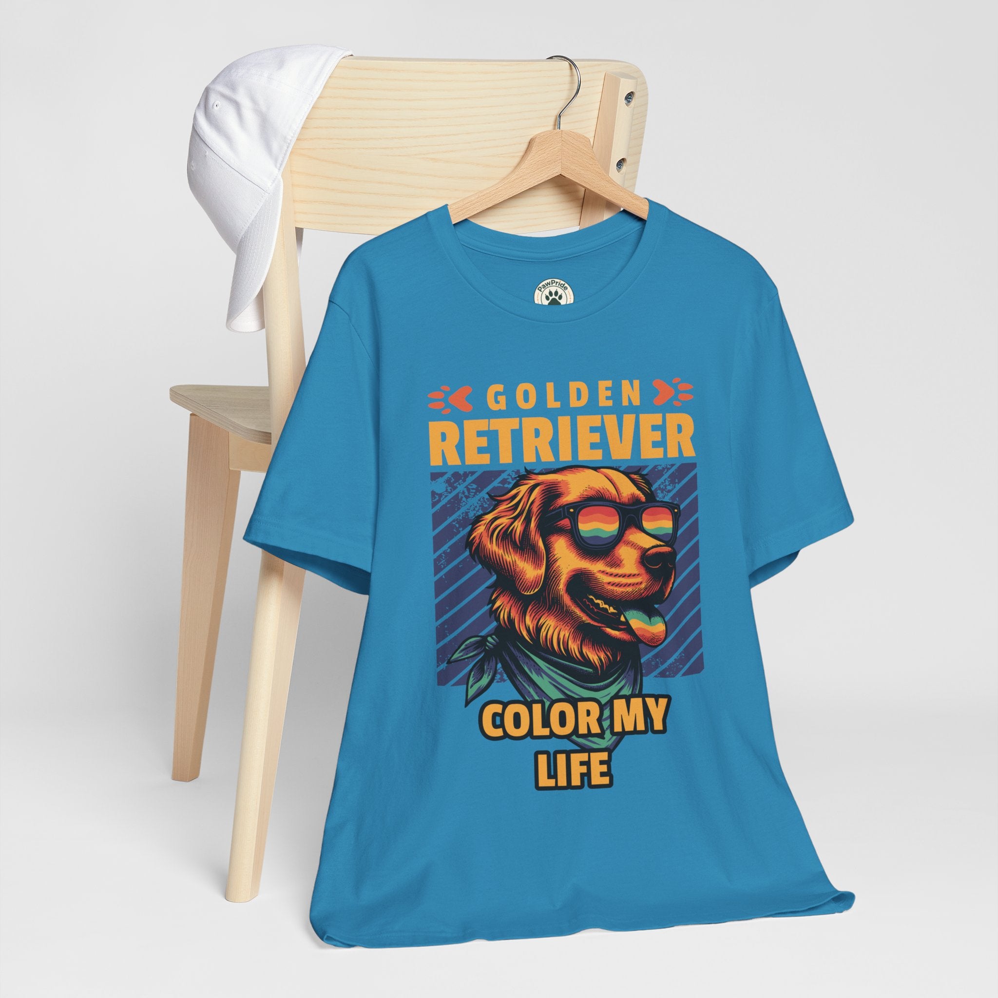Golden Retriever T‑Shirt — 'Color My Life' Retro Dog Graphic Tee