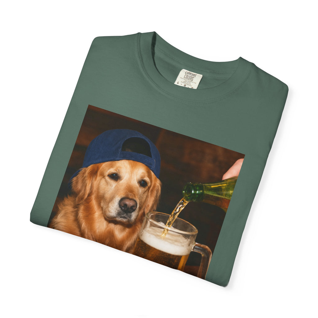 Golden Retriever Beer T-Shirt — Funny Dog Drinking Beer Graphic Tee